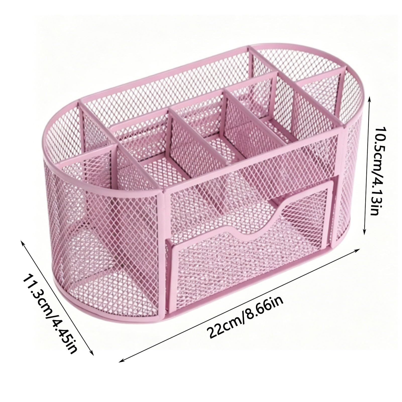 SIXRUN Portapenne a Rete con Cassetto, 9 Scomparti (PINK)