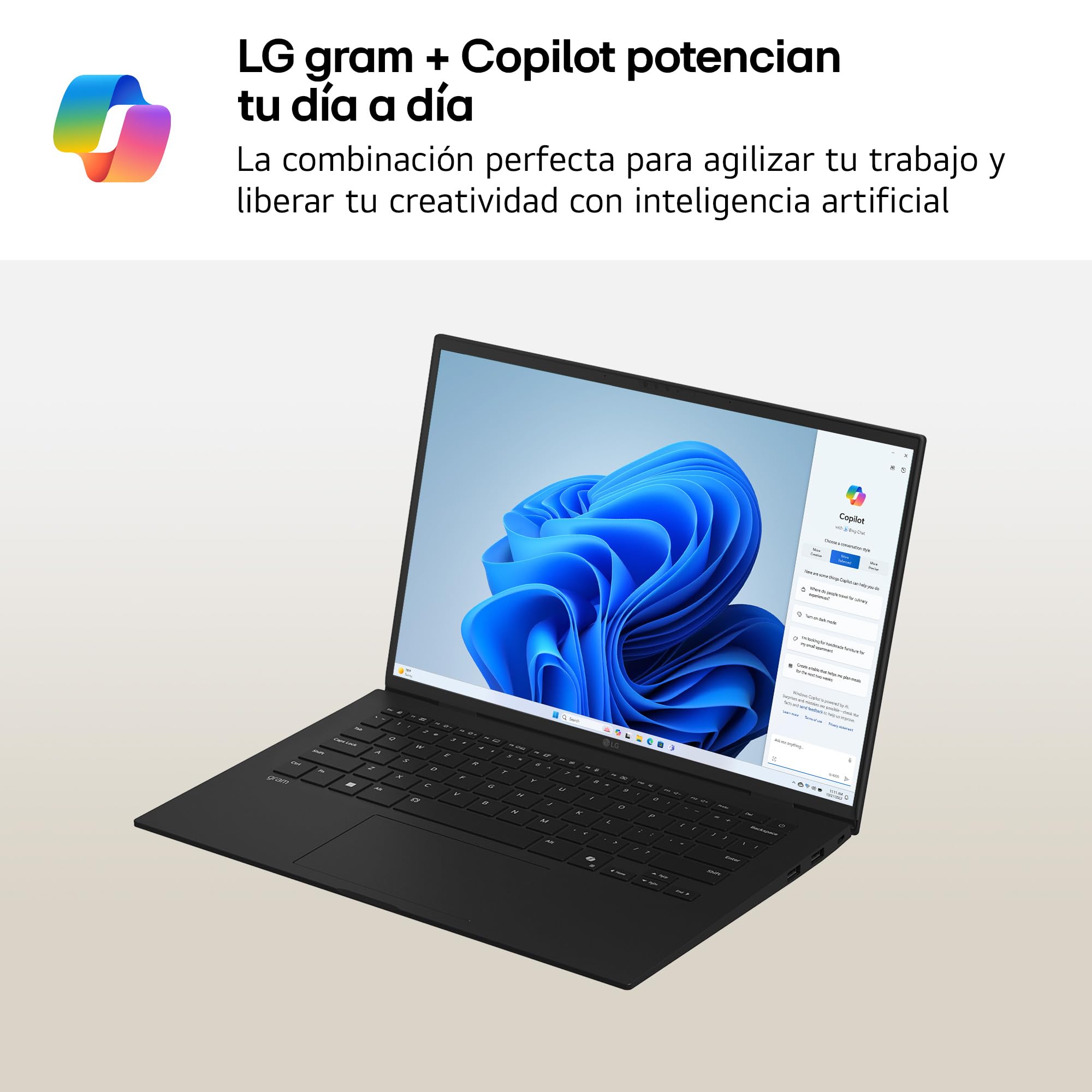 LG gram 16Z90T-G.AD88B Portátil 16 Pulgadas, WQXGA IPS, Intel Core Ultra7, 3GB RAM, 1TB SSD, 1.199 g, Antirreflejo, Batería hasta 22.5h, Windows 11, Negro