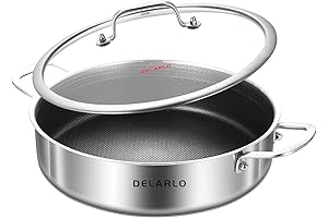 DELARLO Tri-Ply Stainless Steel Cooking Pan