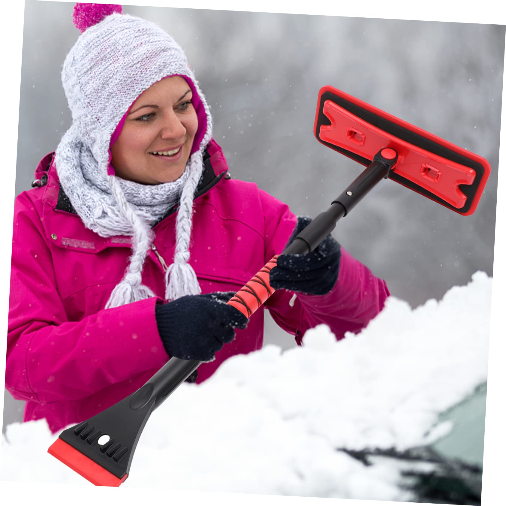 PLAFOPE 1ensemble Grattoir à Neige Télescopique pour Pare-Brise De Voiture Raclette Amovible avec Poignée Outil De Nettoyage Hiver La Glace Neige