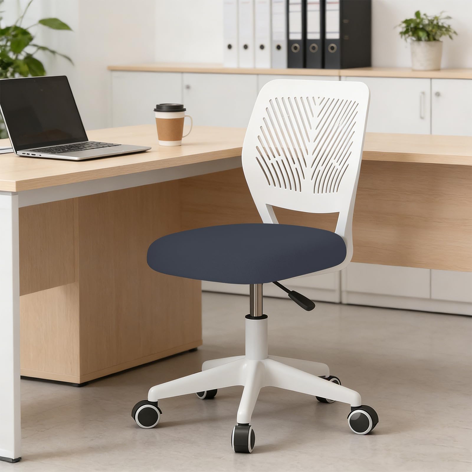 HDHNBA Adjustable Drafting Swivel Chair Home Office Chair Armless, Office Desk Chair Round Rolling Stool with Back