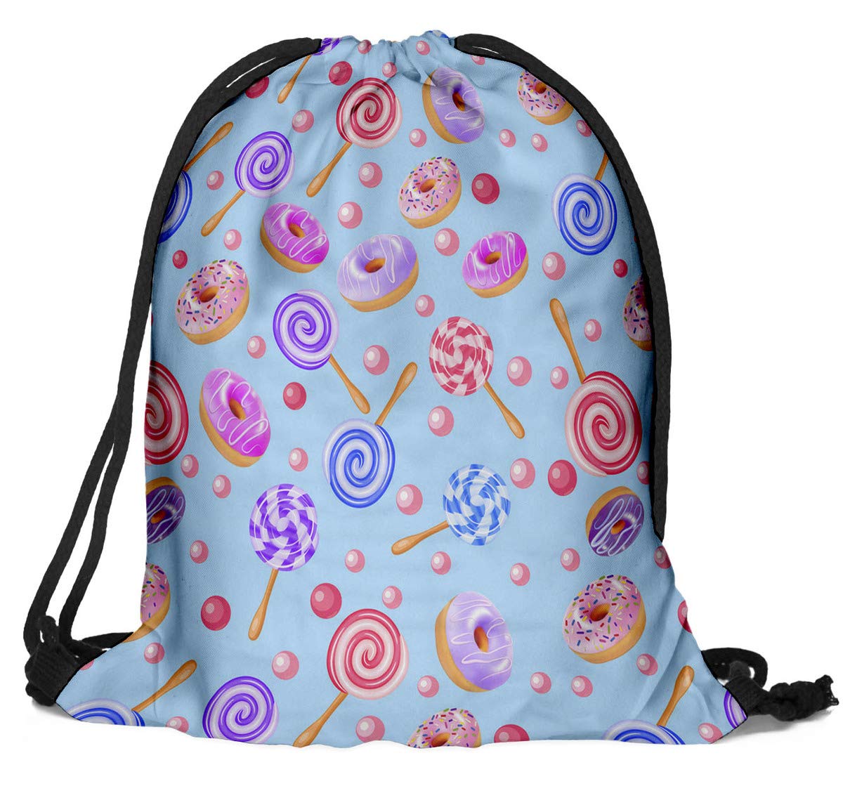 Fullprint Drawstring Bag Backpack Rucksack School Book Bags Gymbag Gym Sack Outdoor Sackpack Shopping Lollipop [010]