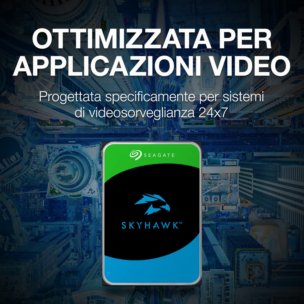 Seagate SkyHawk AI, 3 TB, Unità Disco Interna per Applicazioni di Sorveglianza, Unità SATA 6 GBit/s, 3.5", Cache 64 MB per Sistemi con Videocamere DVR e NVR, 3 Anni di Servizi Rescue (ST3000VX010)