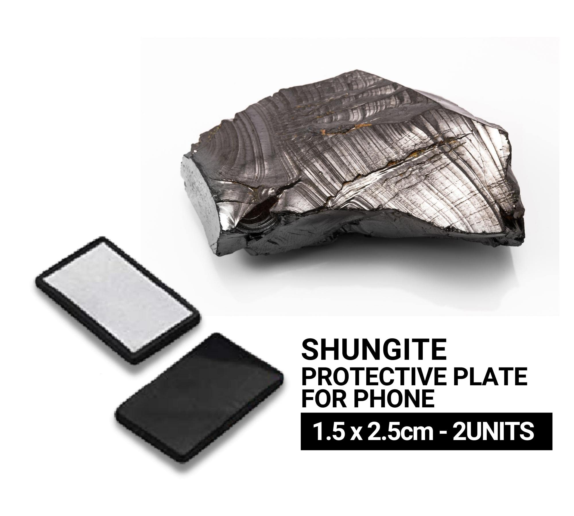 DOJA Barcelona | Piastrina Adesivi Shungite Cellulare | 2 Pz | Rettangolare per Smartphone | 1,5x2,5cm | 4-5gr