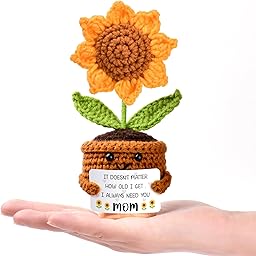 Mothers Day Gifts, Mom Birthday Gifts, Gifts for Mom from Daughter Son, Mothers Day Gift Ideas Cadeau Maman Handmade Crochet Cute Small Sunflower Gifts