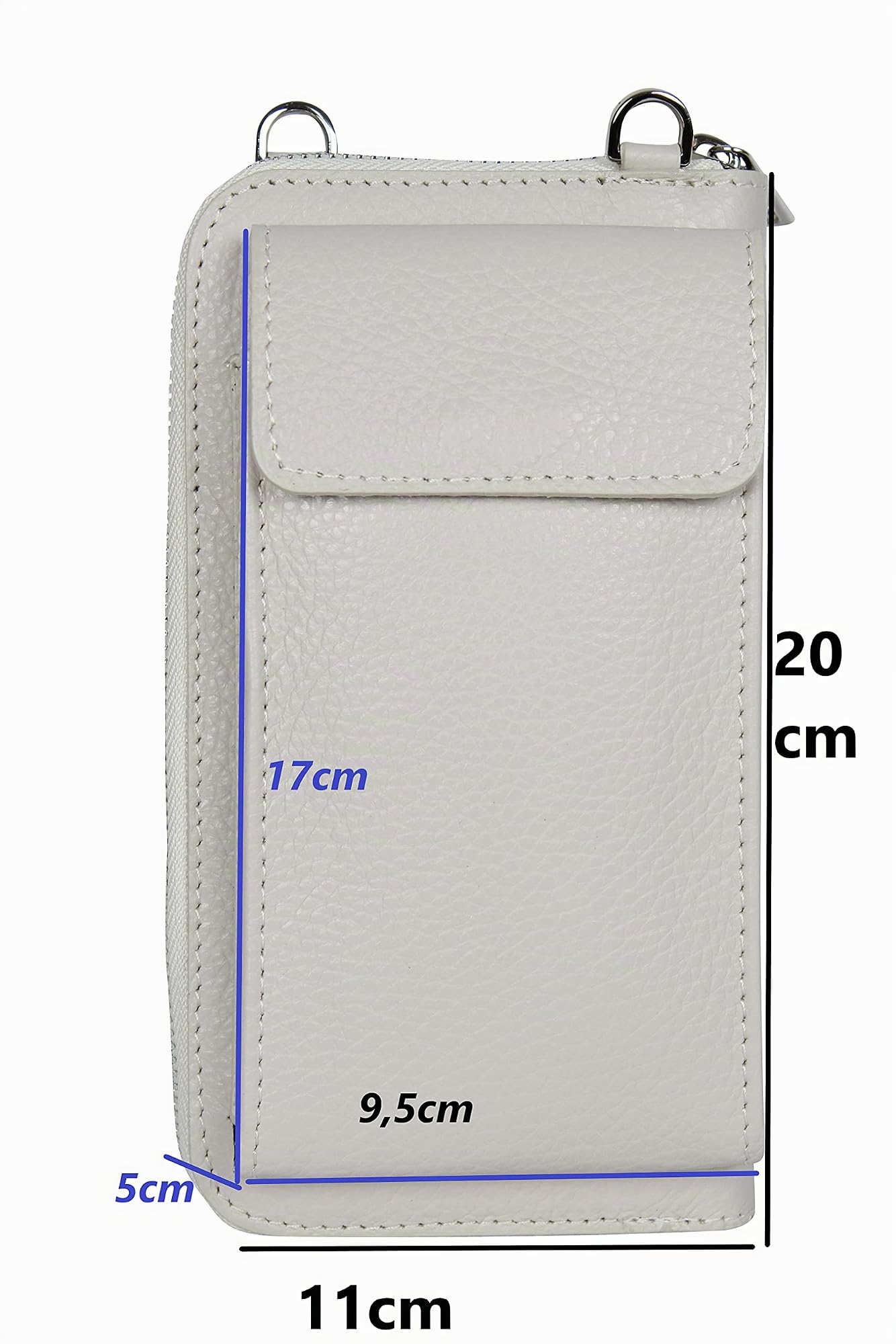 AmbraModa GLX21 - multifunktionale Damen Handytasche, Umhängetasche, Geldbörse aus echtem Leder, geeignet für Handys bis 6,5 Zoll