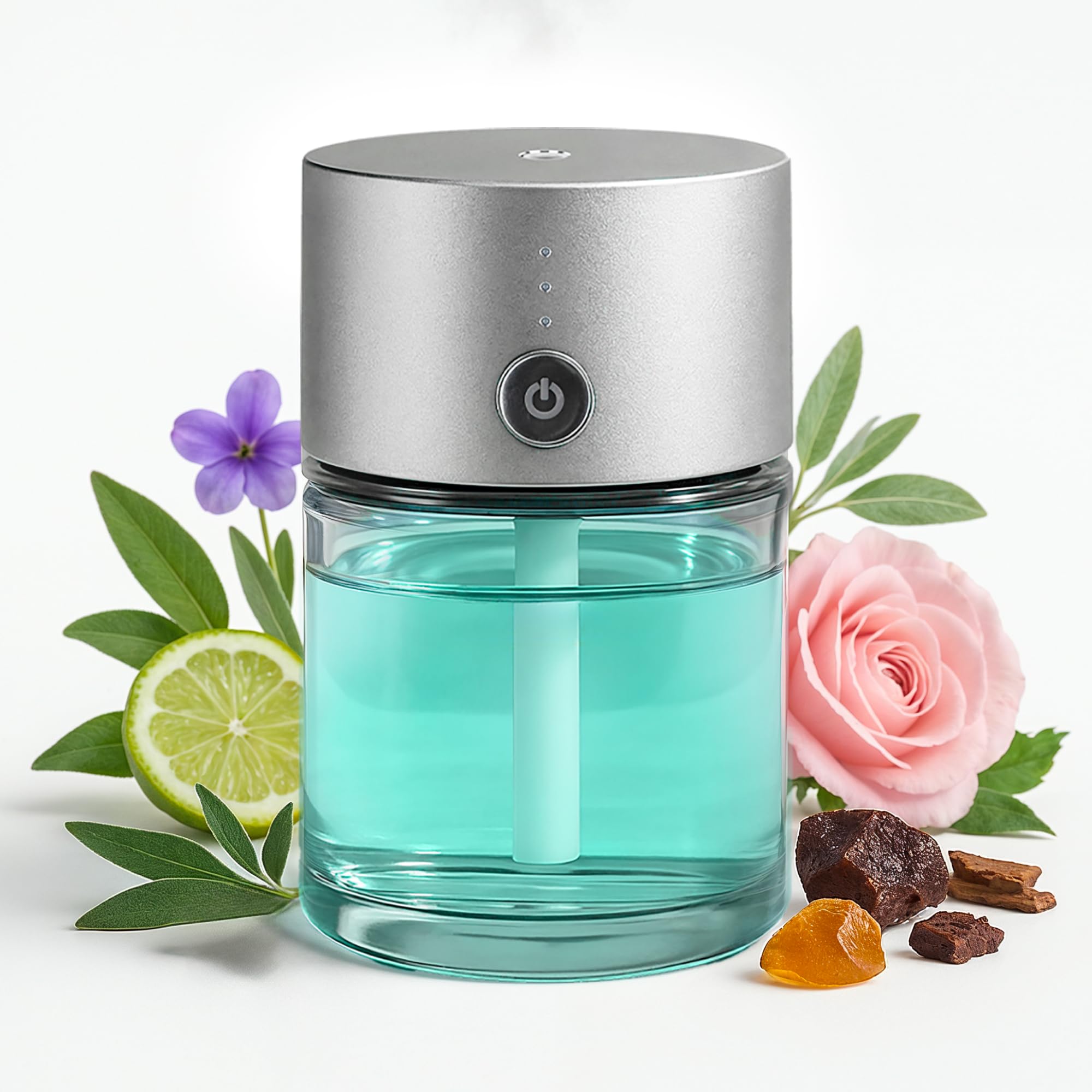 Diffuseur Parfum Voiture Automatique - Senteur Mousse d’Ambre - Désodorisant Voiture 80ml sans Fil - Diffuseur Huiles Essentielles Intelligent & Ultrasonique