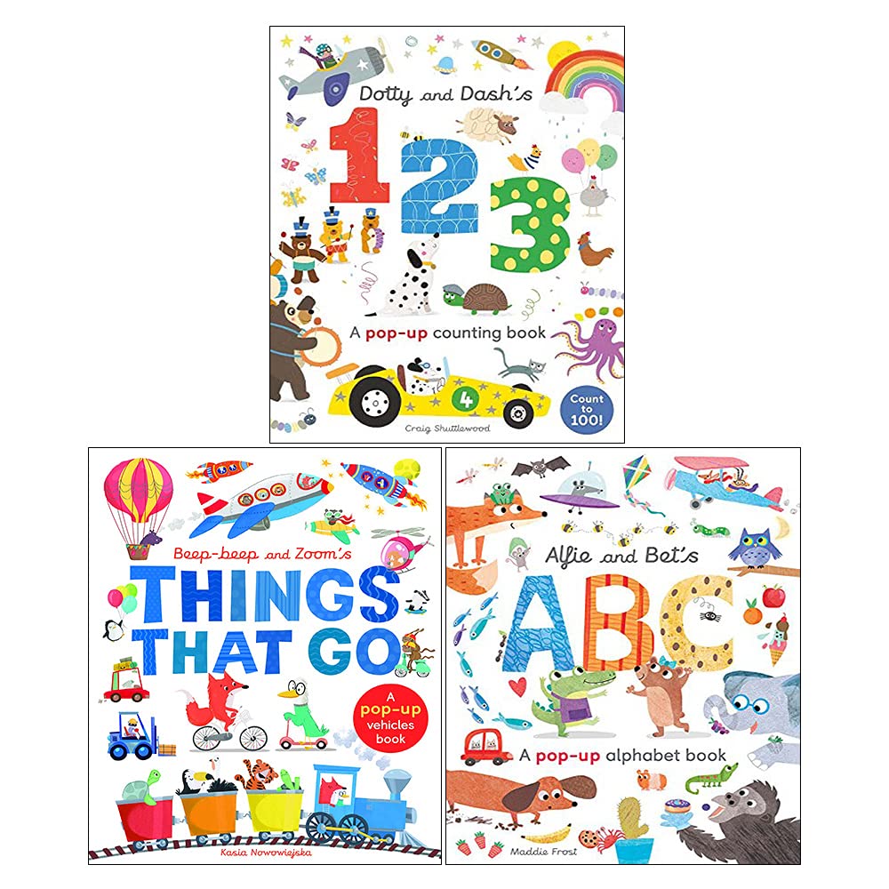 Little Learner's Pop-Up Collection 3 Books Collection Box Set by Little Tiger (Things That Go Pop-Up Vehicles Book, 123 Pop-Up Counting Book & ABC Pop-Up Alphabet Book)