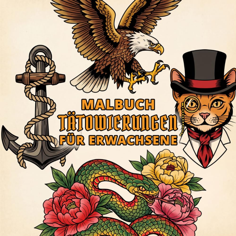 Malbuch Tätowierungen für Erwachsene: Tätowierungen zum Ausmalen und Fantasie entfachen