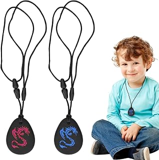 2 cadenas masticables para niños, cadena de mordedor, collar sensorial para niños, Adhs, cadena de mordedura para niños, colgante de silicona para masticar, ideal para los amantes del autismo