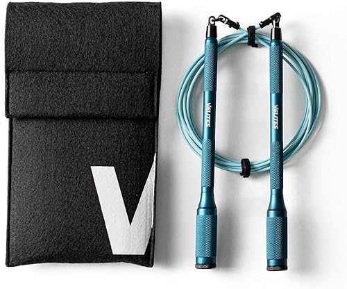 Velites Cuerda de saltar ultraligera Cyclone | Diseño premium para DOBLE BAJO Y CRUZADO | Mango desmontable y sistema de 360º