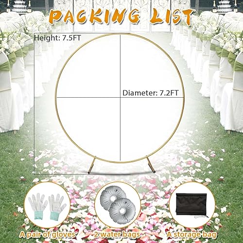 Miniatura 2 de Soporte redondo para telón de fondo, arco circular, marco de arco de globos circulares de 7.2 pies, soporte de telón de fondo de círculo dorado,