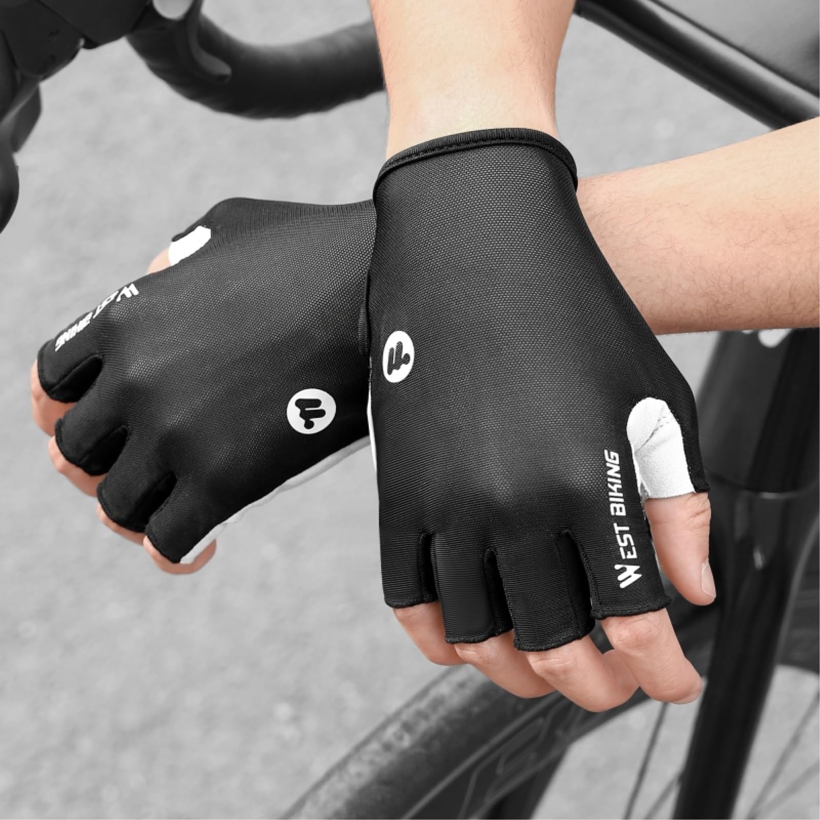 Rękawiczki rowerowe antypoślizgowe, elastyczne, pochłaniające wstrząsy, oddychające, szybkoschnące letnie rękawiczki sportowe na świeżym powietrzu, białe, XL