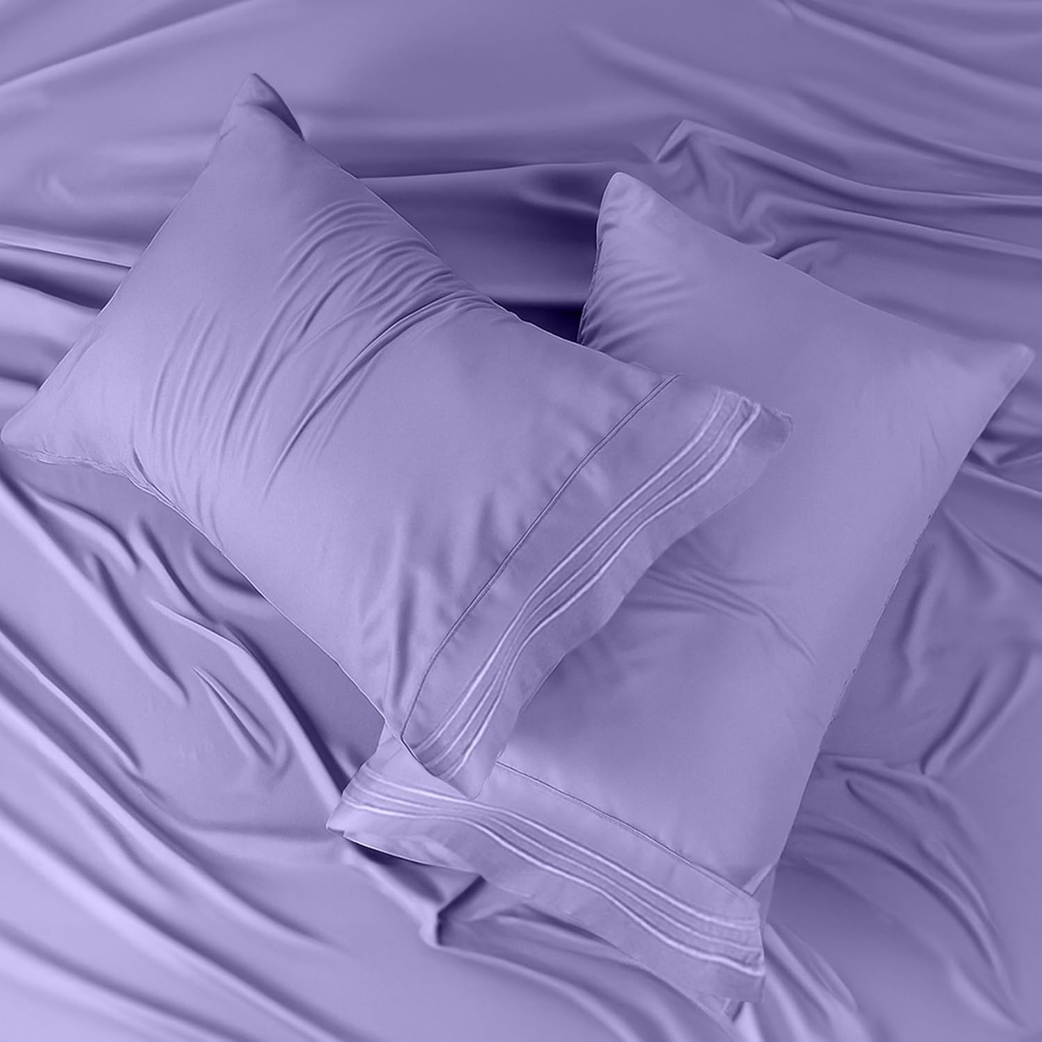 LUX Décor Queen Sheet Set – 6 Piece Ultra-Soft Microfiber Bed Sheets with Flat Sheet, 16 Inches Deep Pocket Fitted Sheet & Pillowcases, Cooling & Breathable Hotel Luxury, Oeko-TEX – Lavender