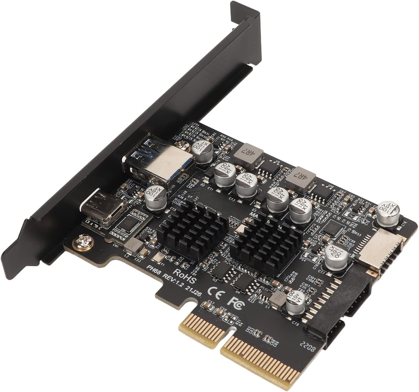 PCIe Type C USB3.2 GEN2 10Gbps Type C with Front Type E, High Speed,Gold Plated Pin, Stable Performance for Desktop PCs