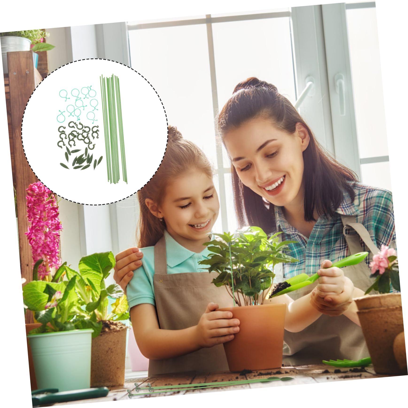 3 Sätze Pflanzenstützrahmen Pflanzenschleuder Pflanzenständer Stützring für Pflanzenkäfig Topfpflanzen Pflanzenkäfige eingetopft Gartenpfahl Stützpfähle für den Garten Plastik Grün