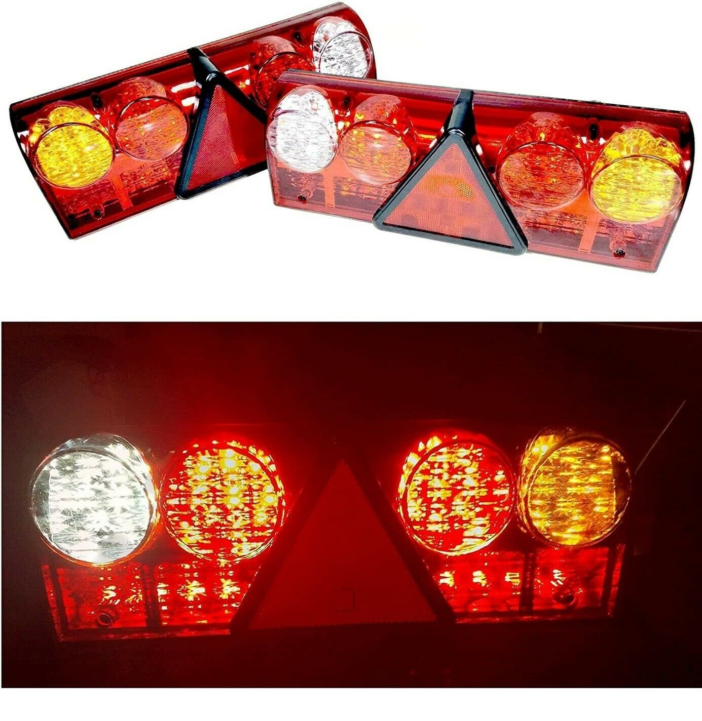 J/J Fanali Posteriori A LED Ultra Sottili – 2 Pezzi, 12V, 5 Funzioni (Stop/Posizione/Indicatore/Retro/Fendinebbia) Per Camion, Rimorchio, Camper - 2
