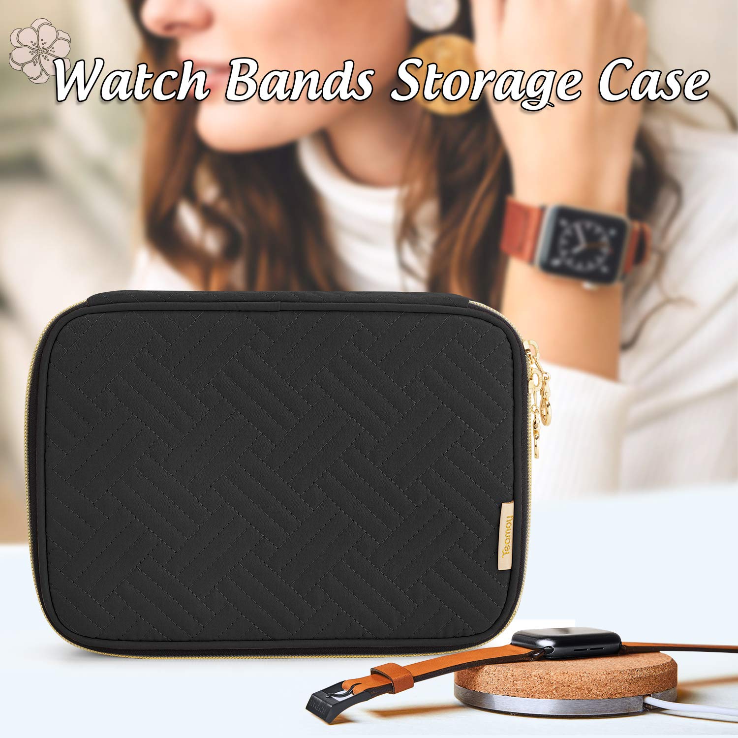 Teamoy Borsa da Viaggio Compatibile con 12pcs Cinturino Apple Watch 38mm/40mm/42mm/44mm, Cinturino Mi band 4/5 e Altri Accessori per Smartwatches