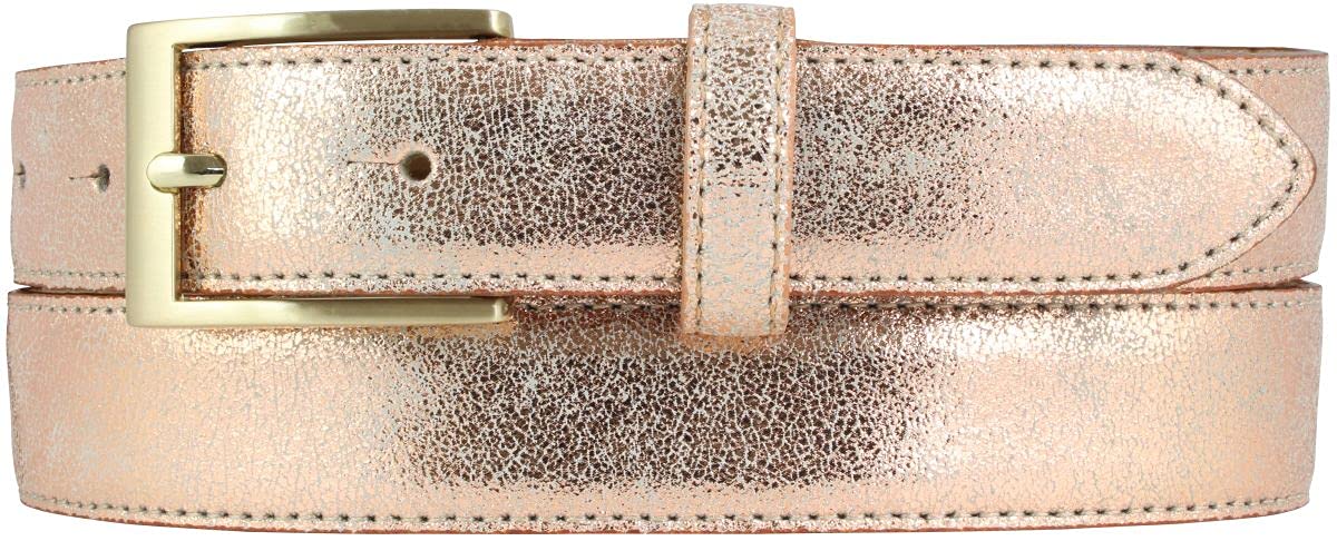 BELTINGER Ceinture dorée aspect métal 3 cm | Ceinture cuir look métallique 30mm | Ceinture métal cuir or