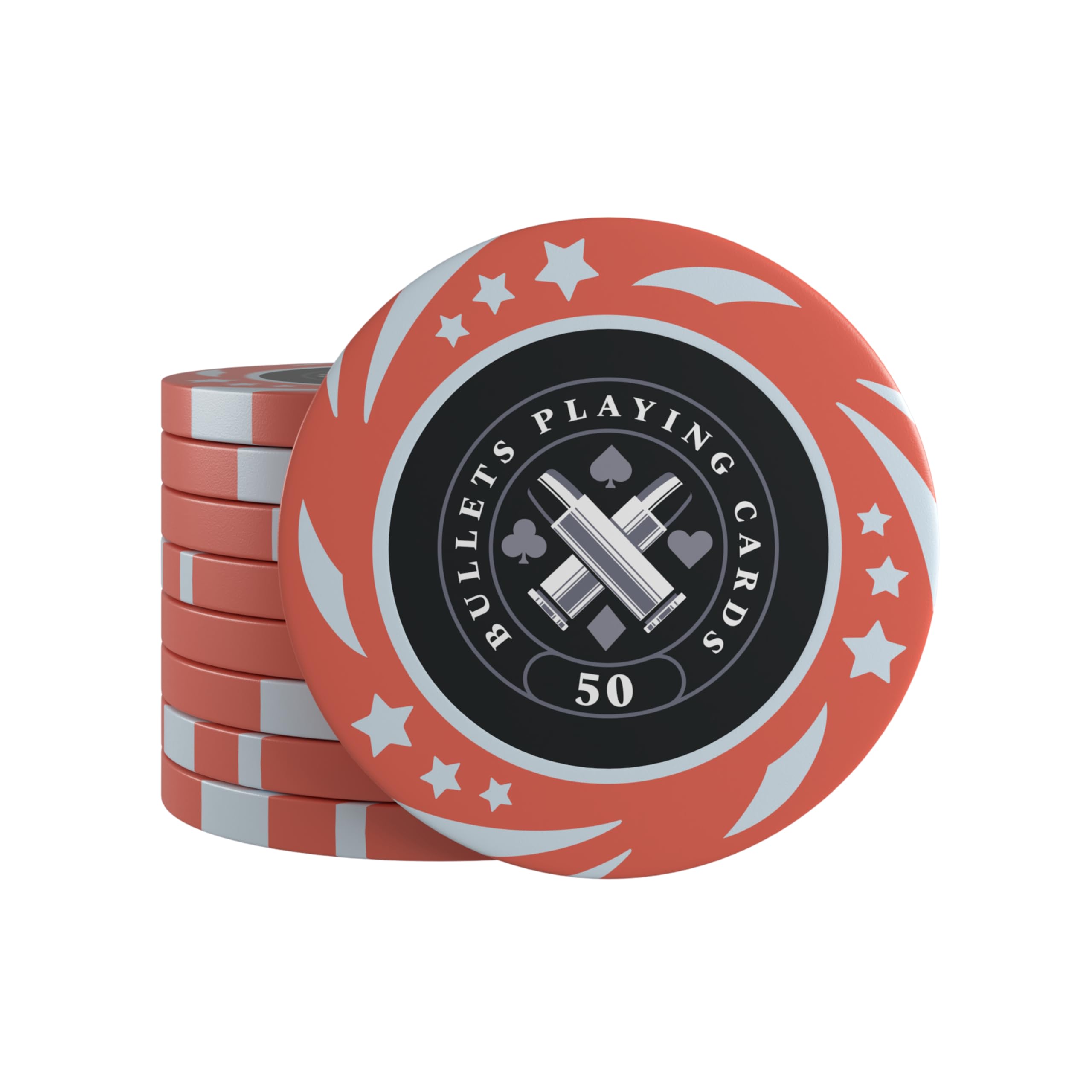Bullets Playing Cards, Janice - Set di 25 chips da poker (plastica, valore 50, 4 cm di diametro, peso 11,5 g)