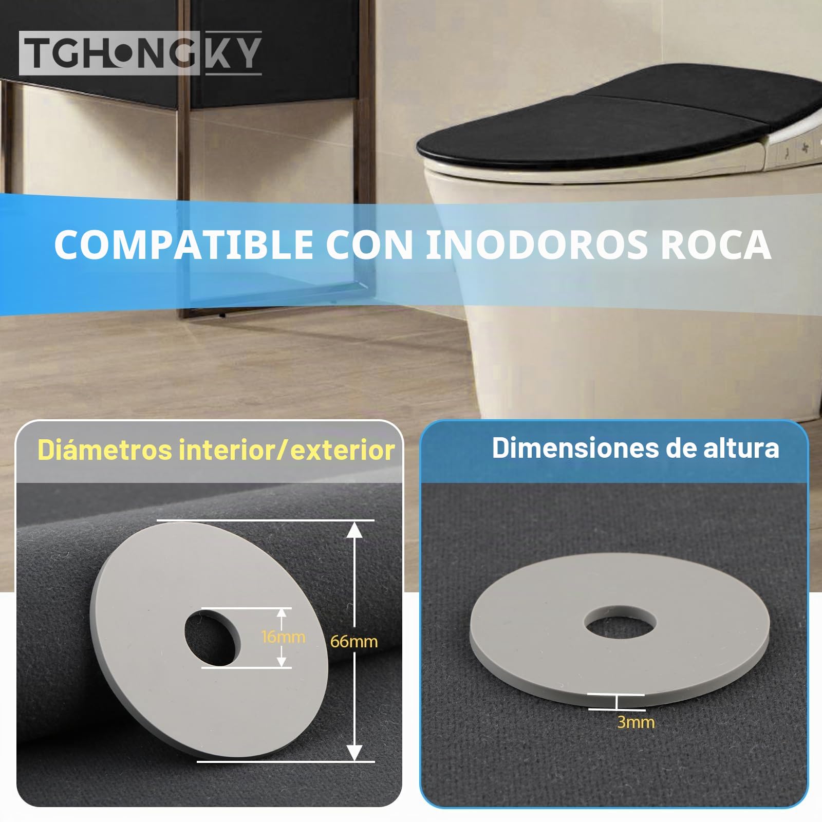 5 pcs Sellos de Válvula de Descarga para Roca Inodoros Sello de Inodoro de Doble Válvula Diámetro Interior 17 mm Diámetro Exterior 66 mm Espesor 2,5 mm Cambio