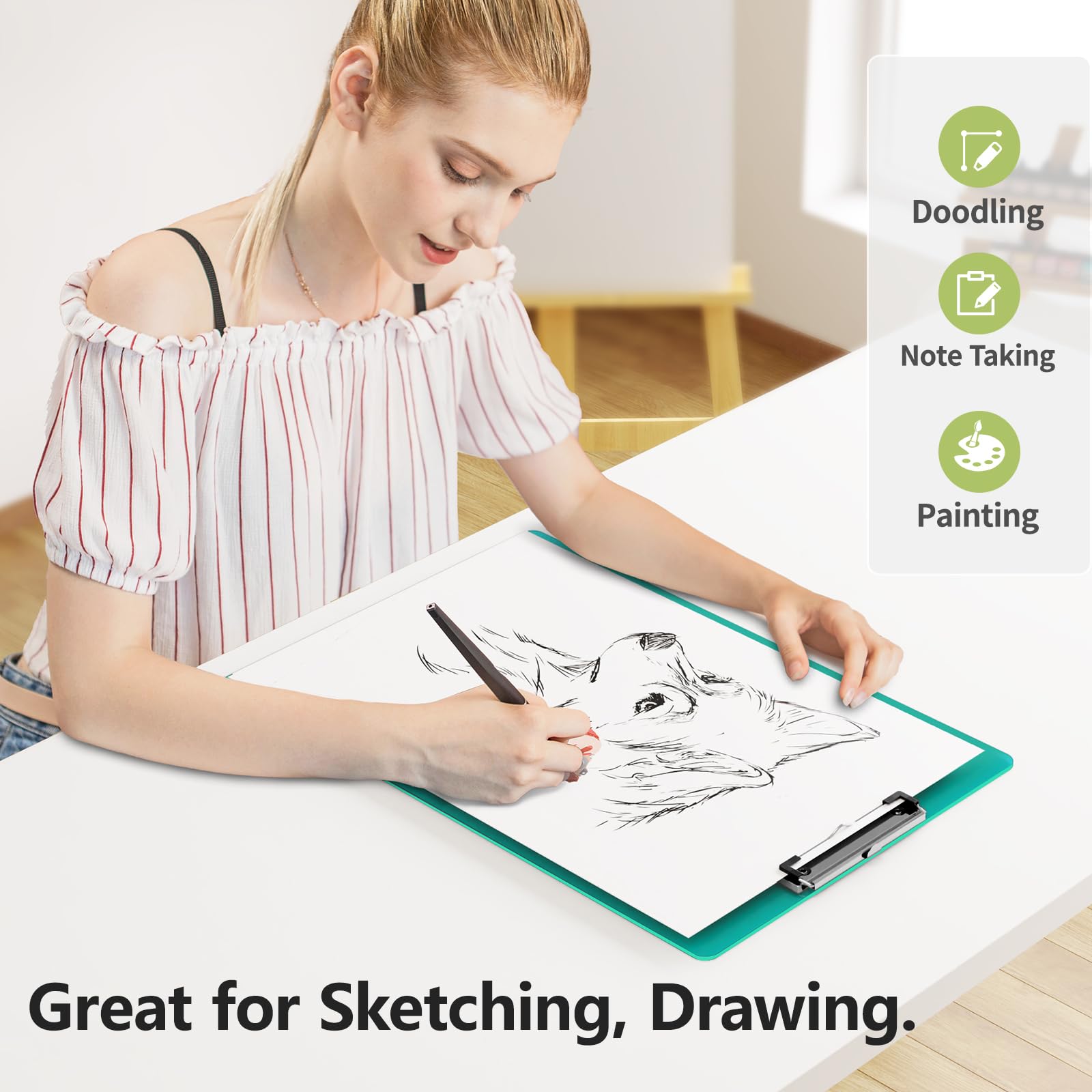11 x 17 bardzo dużych schowków, zielone plastikowe deski kreślarskie z niskoprofilowym klipsem, pozioma tablica zaciskowa, pionowe schowki do rysowania, szkicowania, materiały kreślarskie
