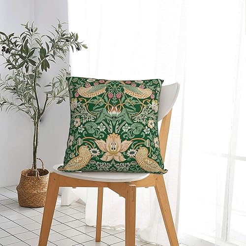 Miniatura 5 de Keebik William Morris Raven - Funda de almohada decorativa suave con diseño de bosque floral azul y verde para decoración del hogar, sala de estar,