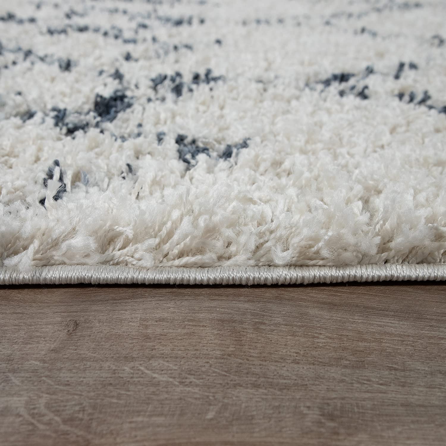 TT Home Shaggy Salon Tapis Poils Longs Moderne Motif À Losanges Carreaux Crème Bleu, Dimension:120x170 cm