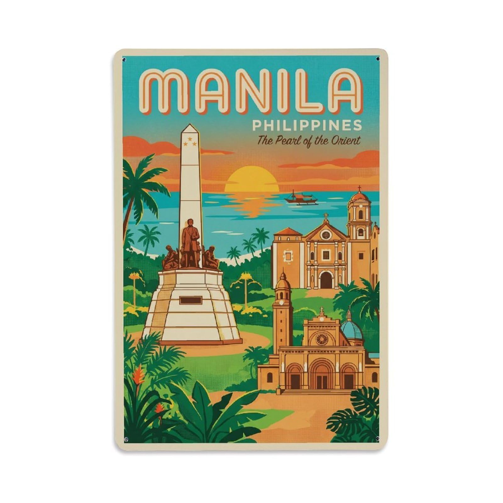 Huiyhb 8X12inch(20X30cm) Philippines Manila Vintage Metal Tin Sign