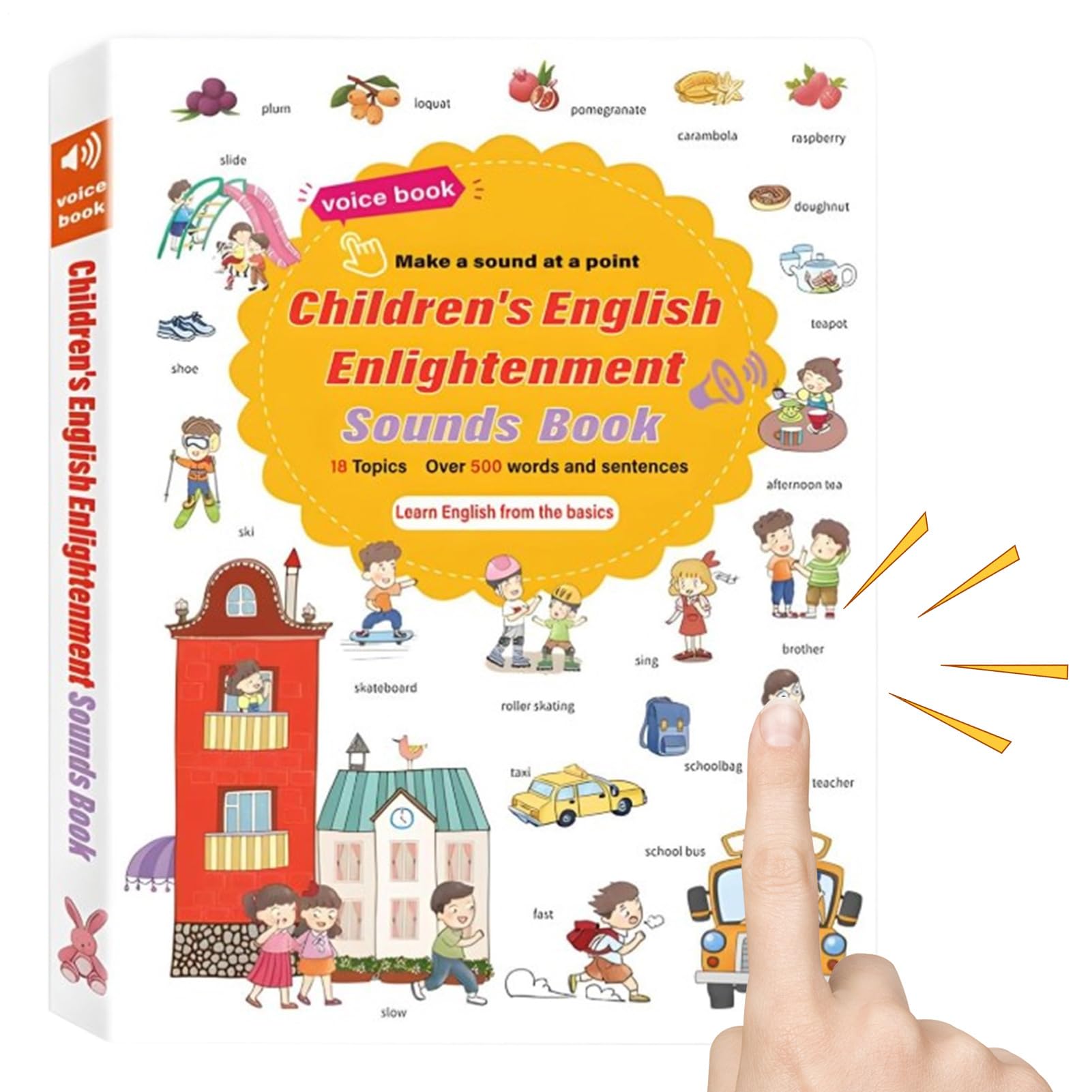 Libri Parlanti Per L'apprendimento 'inglese, Educativi Coinvolgenti, 27x20 Cm, Libro Di Apprendimento Audio Da 500 Parole, Libro Sonoro Di Parole Inglesi, Design Robusto E Sicuro, Per Aule, Biblio