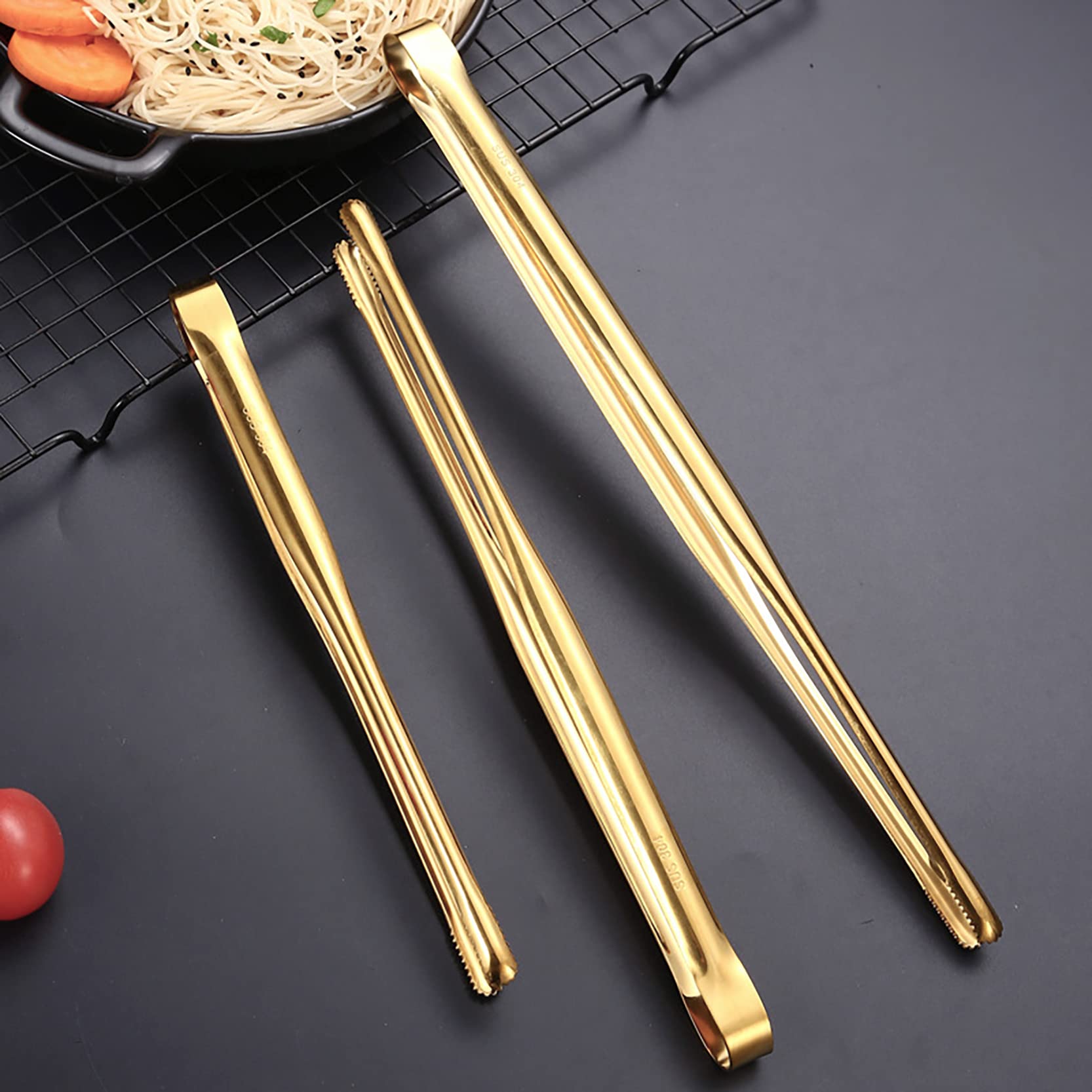 Lot de 3 pinces fines en acier inoxydable SUS304 (30 cm/24 cm/19 cm), pinces japonaises pour barbecue, pinces Yakiniku épaisses, pinces à gril coréennes, pinces à sushi, pinces de cuisine