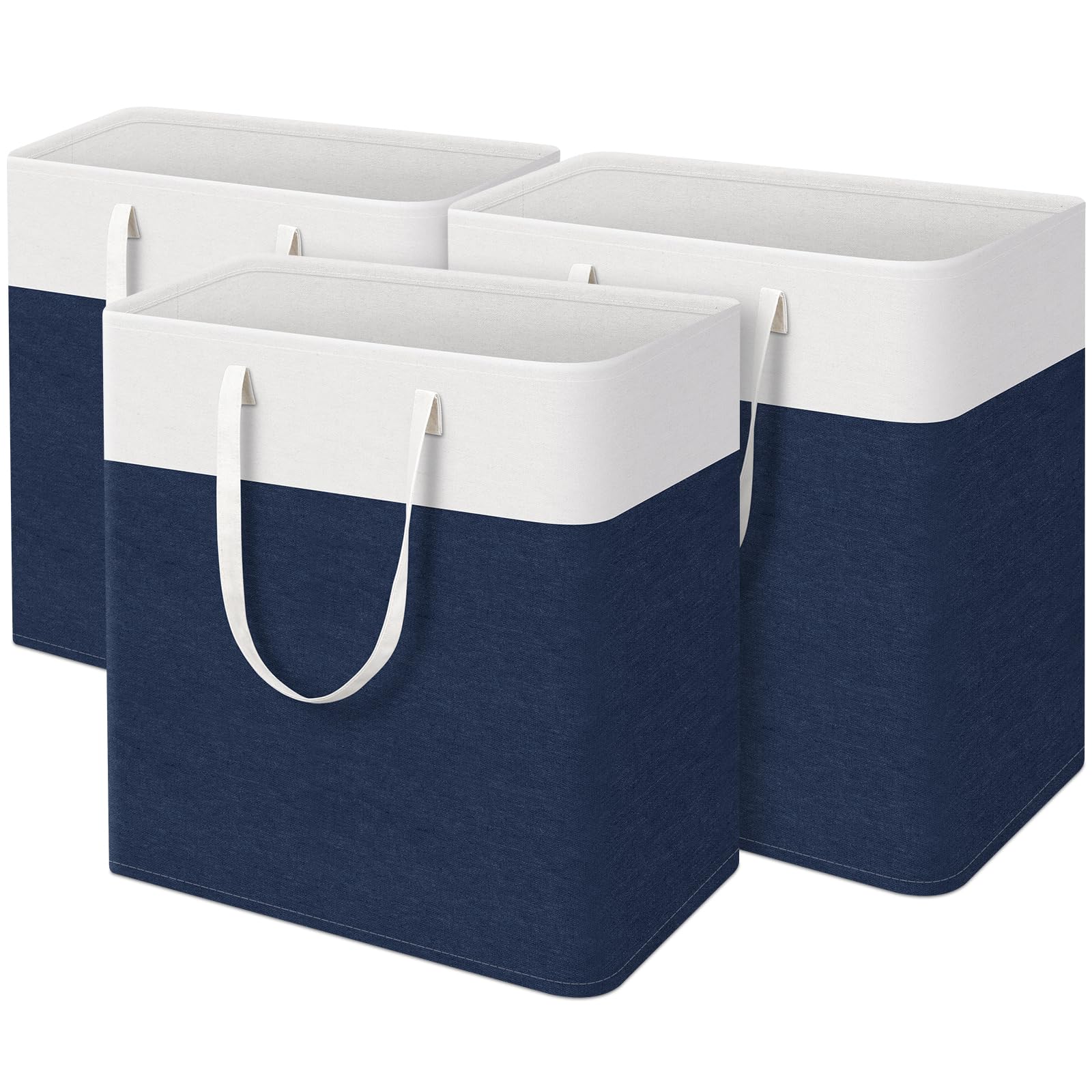 TasticTotes Laundry Basket 3-Pack, Laundry Hamper, 100L-Blue