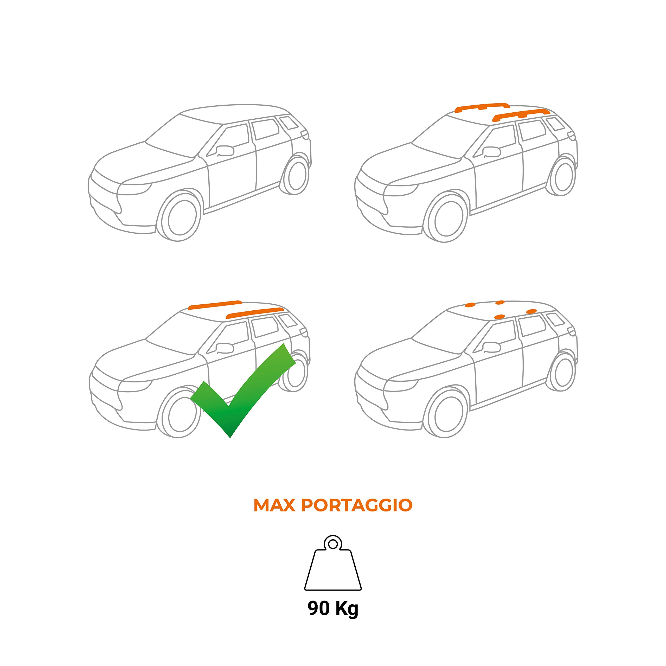 Barre Portapacchi Sherman Per Volkswagen Tiguan II (2016+) - Alluminio, Portata 90 Kg, 135 Cm - Foto 3