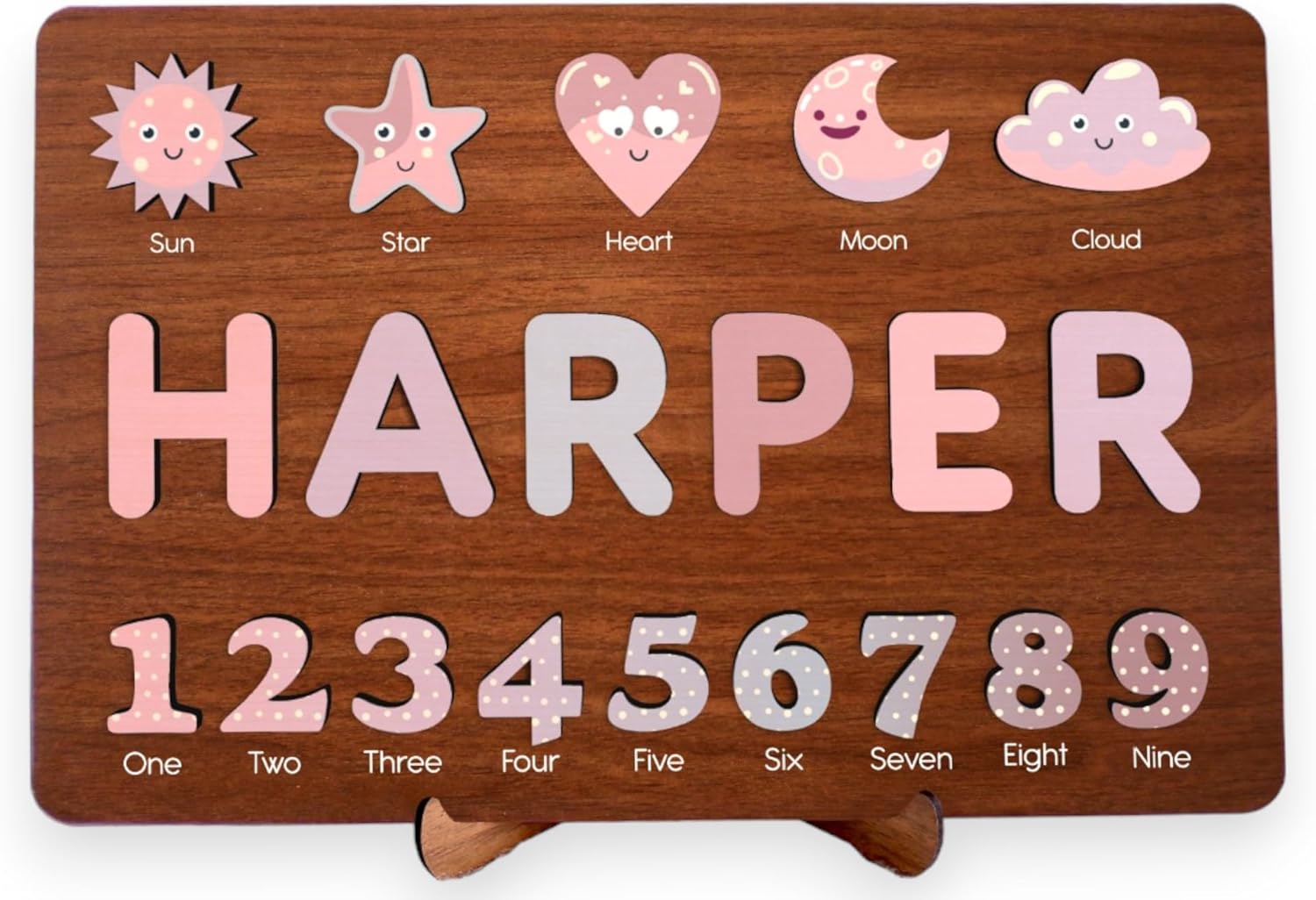 JrPuzzle Custom Wooden Name Puzzle for Kids, Boy and Girl Personalized Montessori Learning Toy, Handmade Gift for Birthdays, Christmas, Baby Showers, First Birthday
