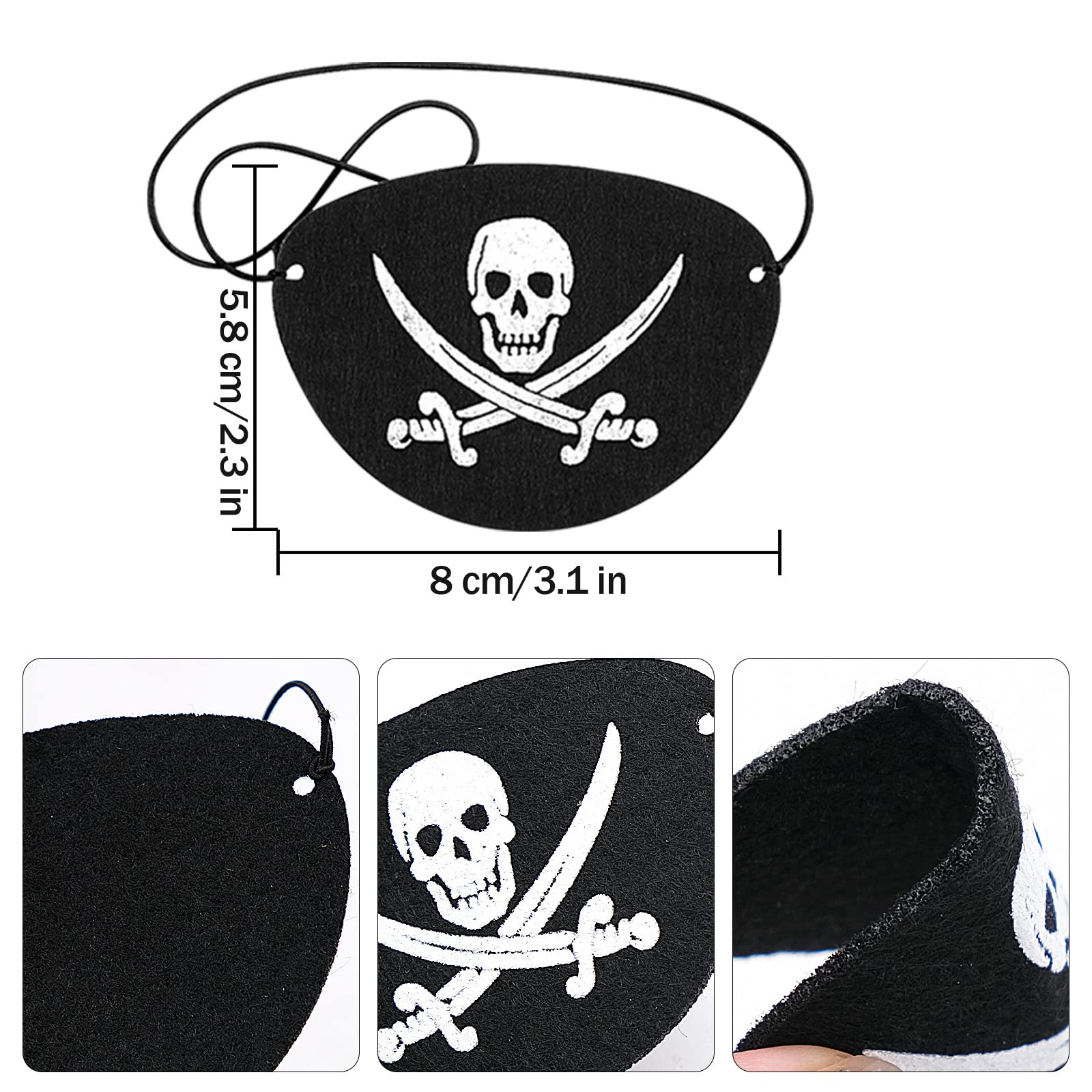 20 sztuk kapelusza pirackiego dla dzieci, zestaw na urodziny pirata, 10 sztuk pirackich czapek, 10 sztuk pirackich akcesoriów na Wielkanoc, Halloween, Boże Narodzenie, maskaradę, imprezę