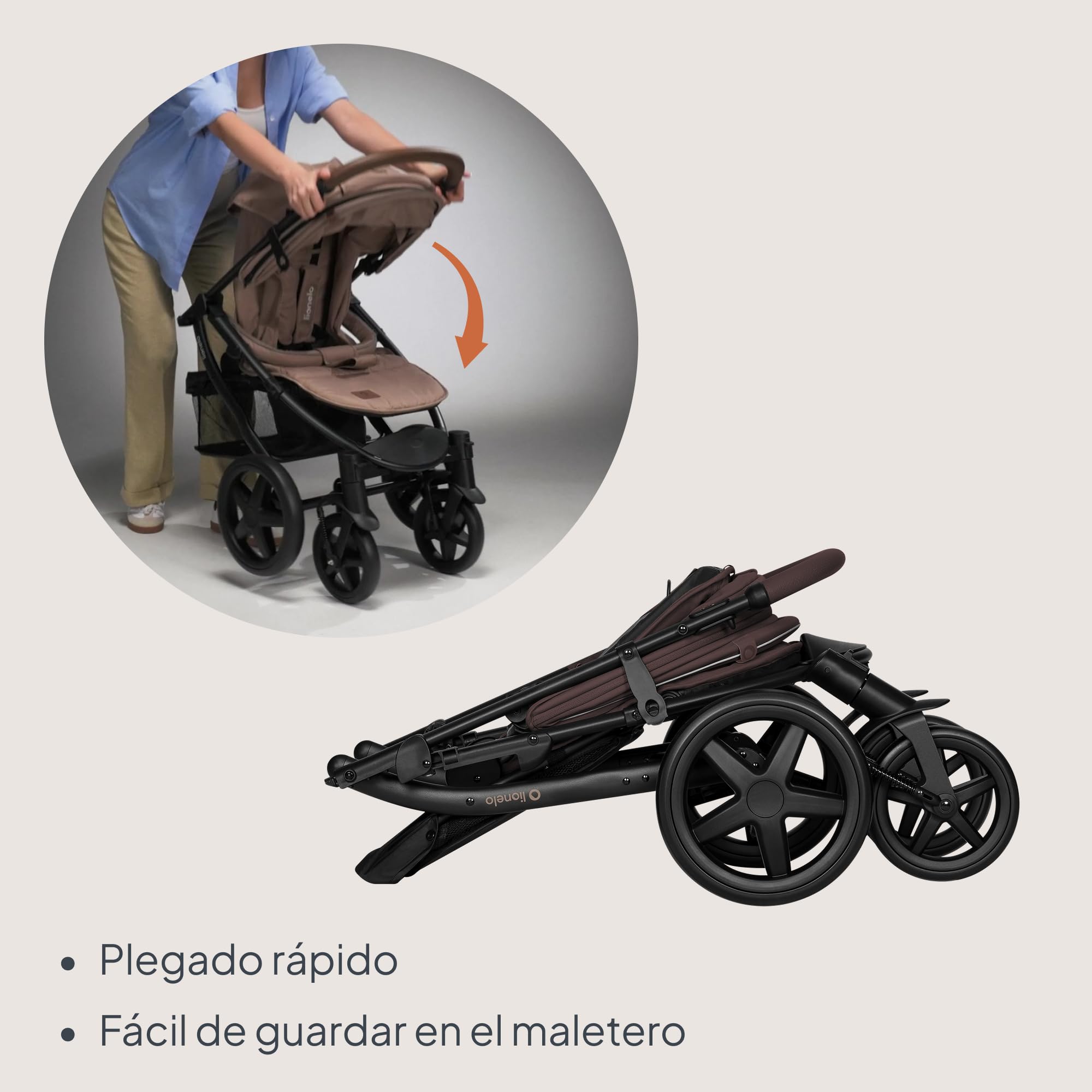 LIONELO Annet Silla de Pase Para niños hasta 22 kg 0-48M ajuste del respaldo hasta posición horizontal Capucha XXL Plegable fácil con ventana Mosquitera (Chocolate Negro)