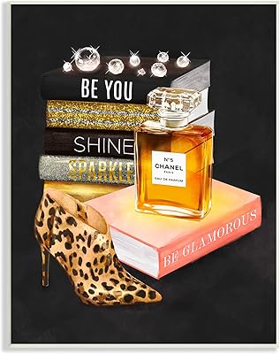 Stupell Industries Be Glamorous Perfume Bottle Cosmetics Leopard Heel Fashion, Design by Ziwei Li