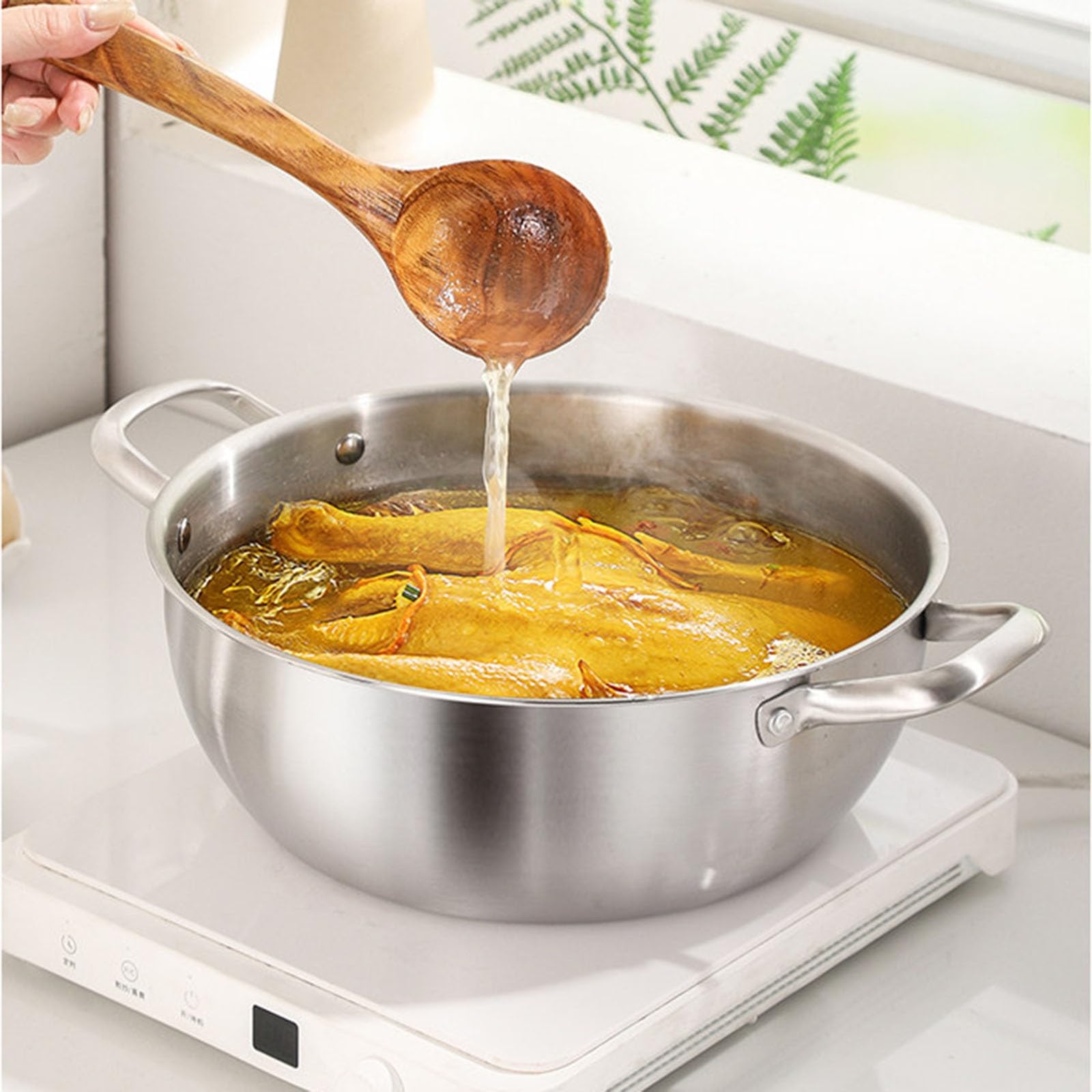 30 cm großer 3-stöckiger Dampfgartopf aus 316L-Edelstahl mit Deckel | Mehrschichtiger Suppentopf mit großem Fassungsvermögen for alle Herdarten