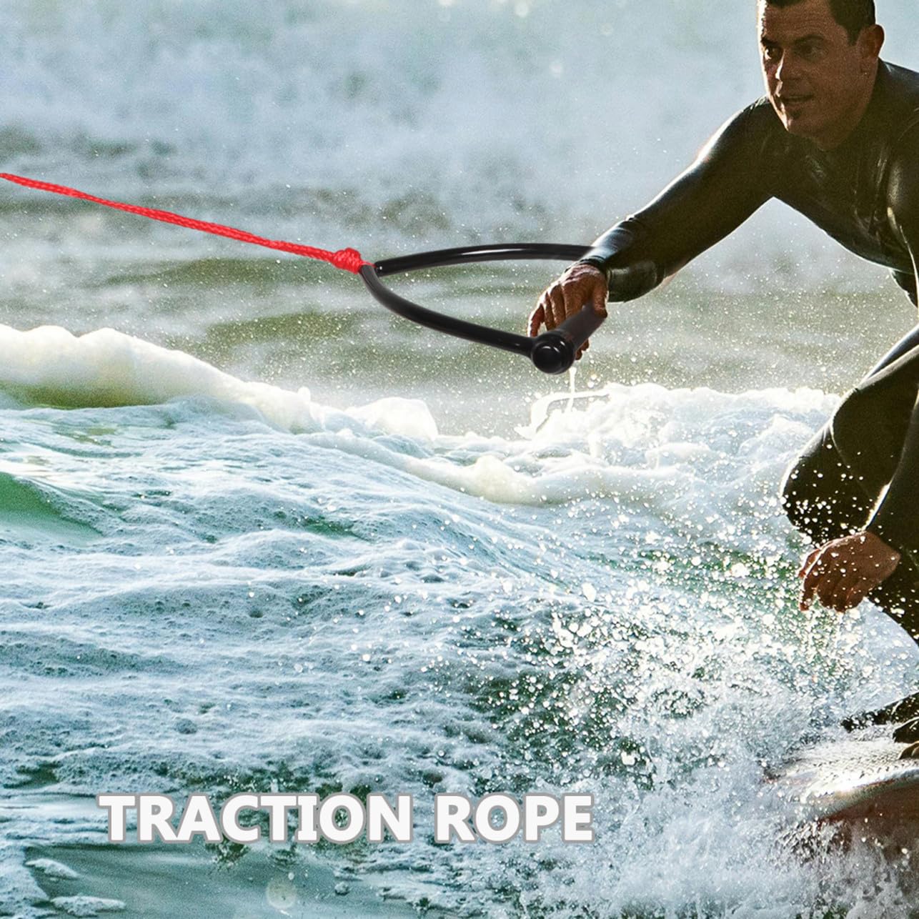 Alipis Corde de Remorquage pour Ski Nautique en PP Poignée Confortable et Résistance aux UV, pour Tubing et Planche à Genoux, Corde Rouge Résistante à l'usure