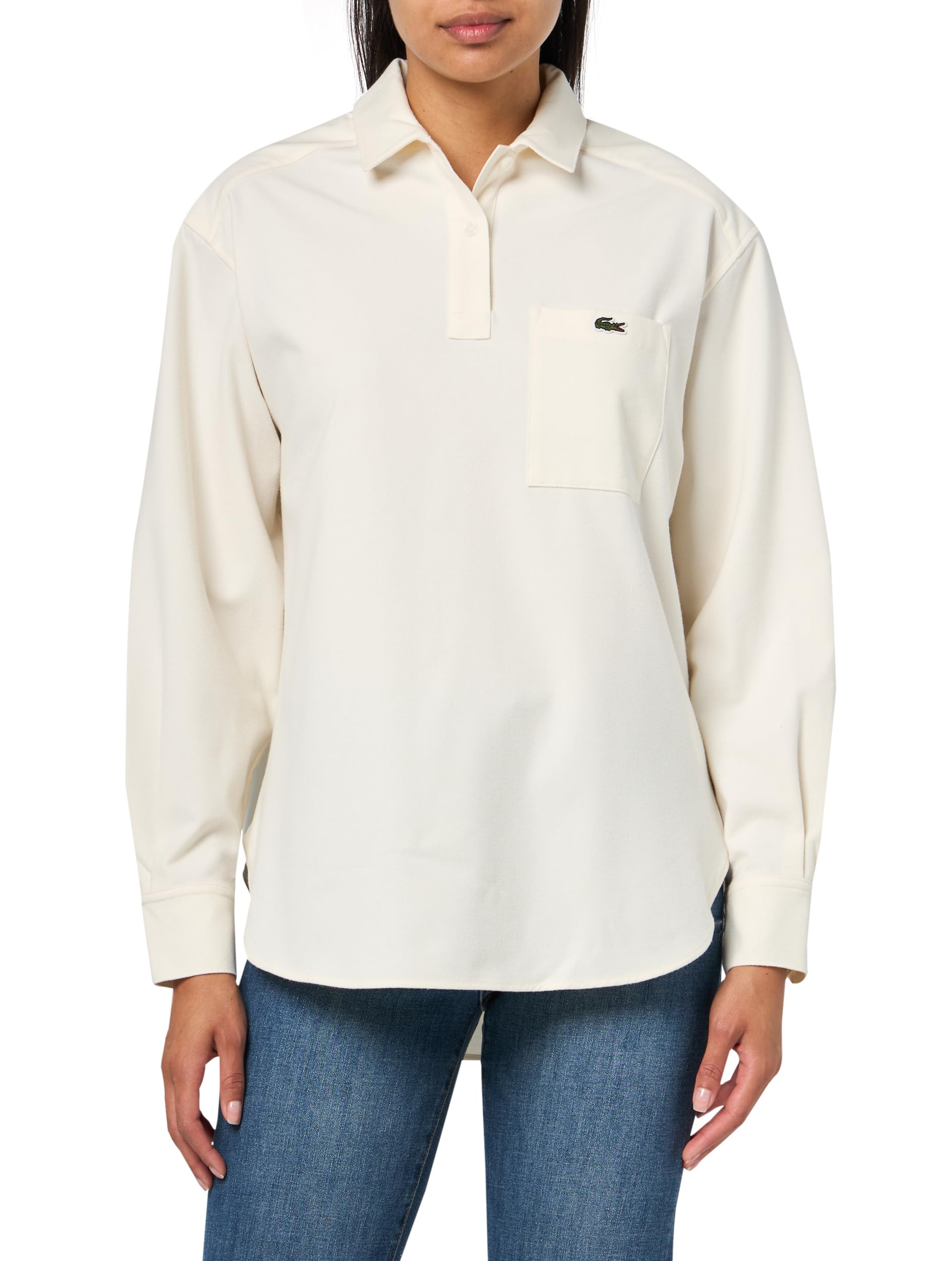 Women's Oversize Ls Polo Woven Shirt
