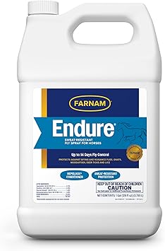 Farnam Endure Fly Spray for Horses - Long-Lasting Sweat-Resistant Fly Repellent, Repels Flies, Mosquitoes, Gnats and Ticks, Up to 14 Days Fly Control - 128 oz Refill