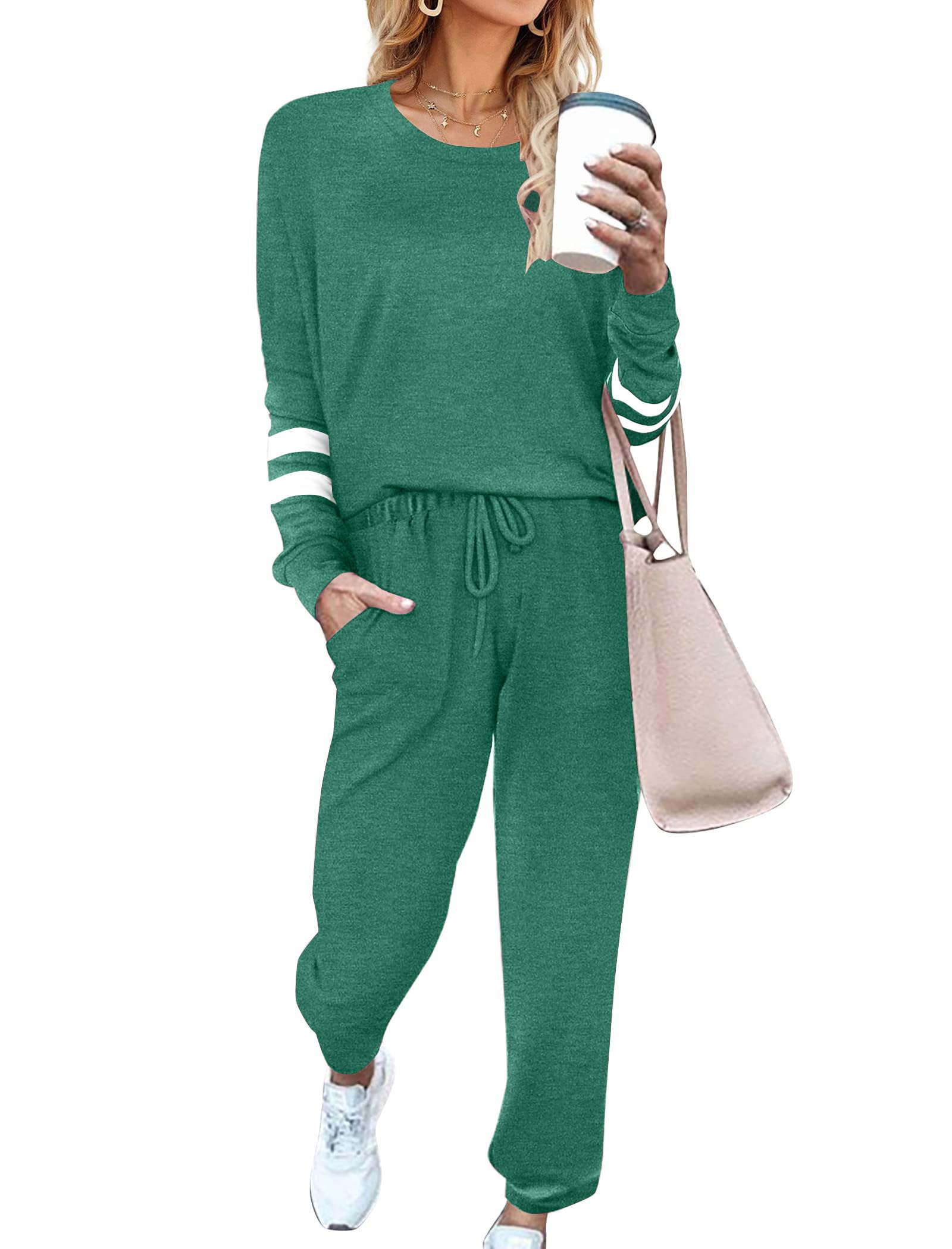 Ekouaer Sweatsuits Womens Loungewear Set Tracksuit Long Sleeve Pajamas Set