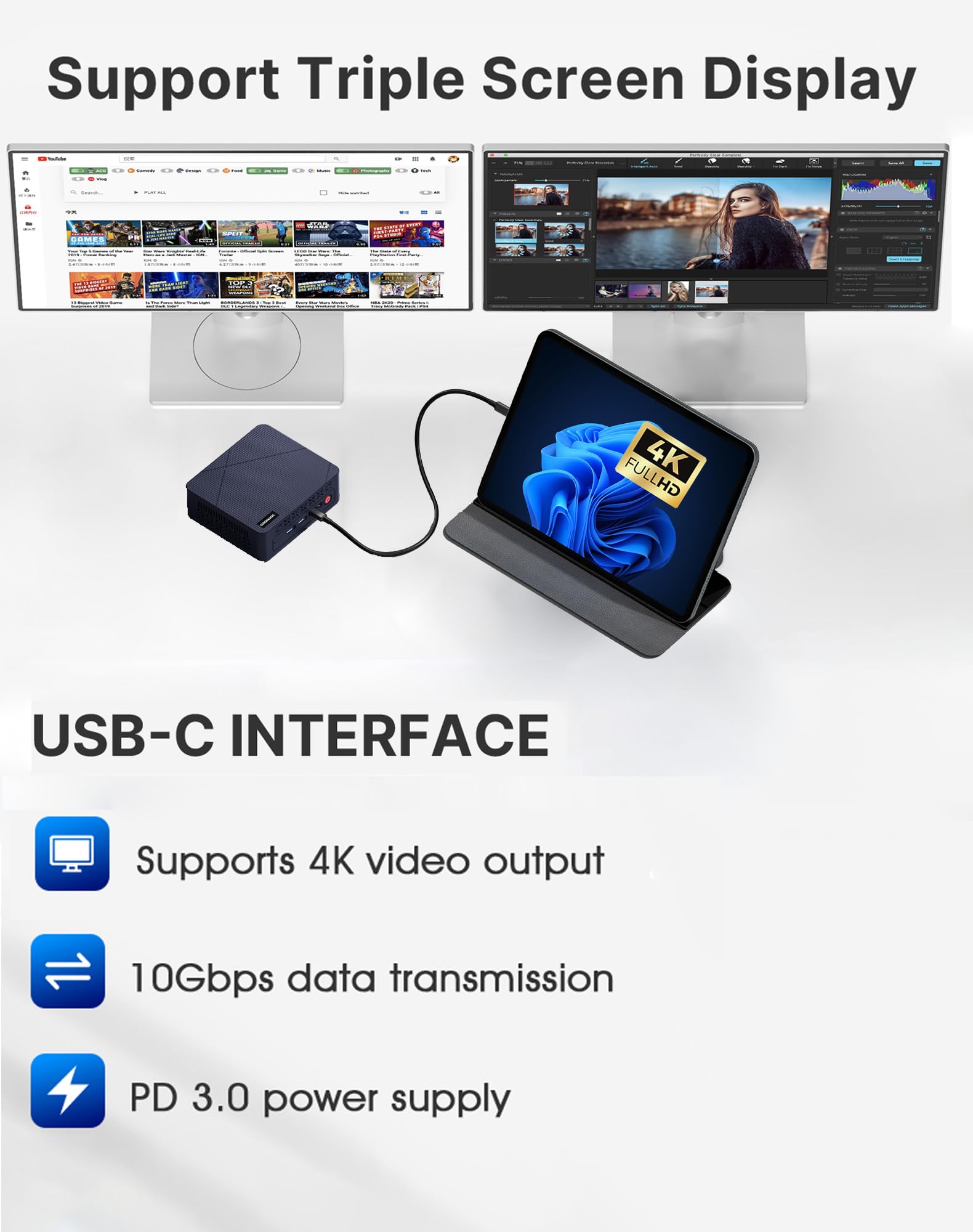 C1 Mini PC 11 Pro, Intel N97 Mini Desktop Computers (Beat N100/N95) 16GB RAM 512GB SSD Micro PC, HDMI 2.0, WiFi 5.2, BT 5.0, 2.5GbE LAN 4K Triple Display, Small PC for Business Home