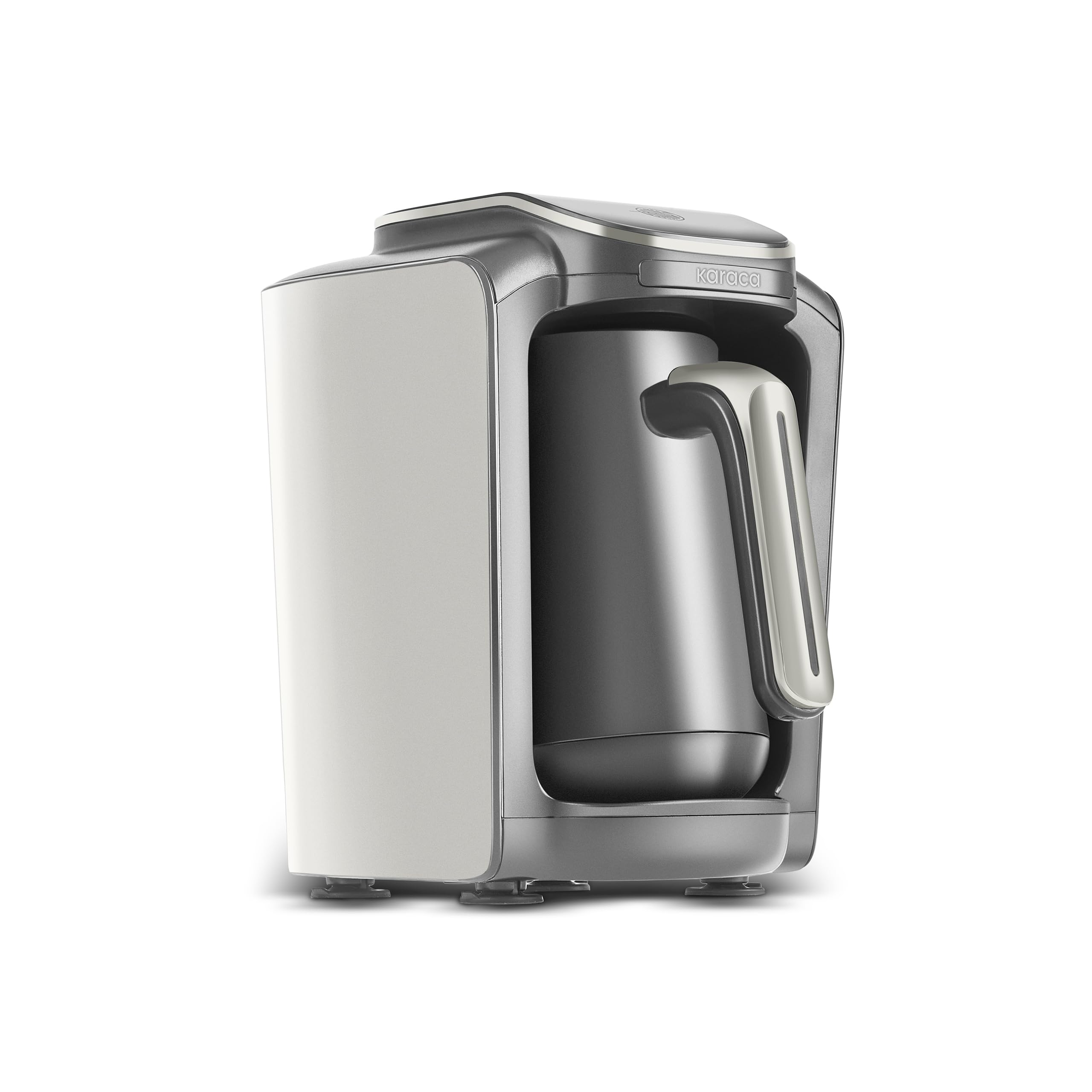 KARACA Hatır Neo Turkish Coffee Maker Silver - Electric Mocha Pot with 3 Coffee Strengths, 300 ml - 5 Cup Capacity, 735 W, Automatic Shut-Off and Overheating Protection (Starlight)