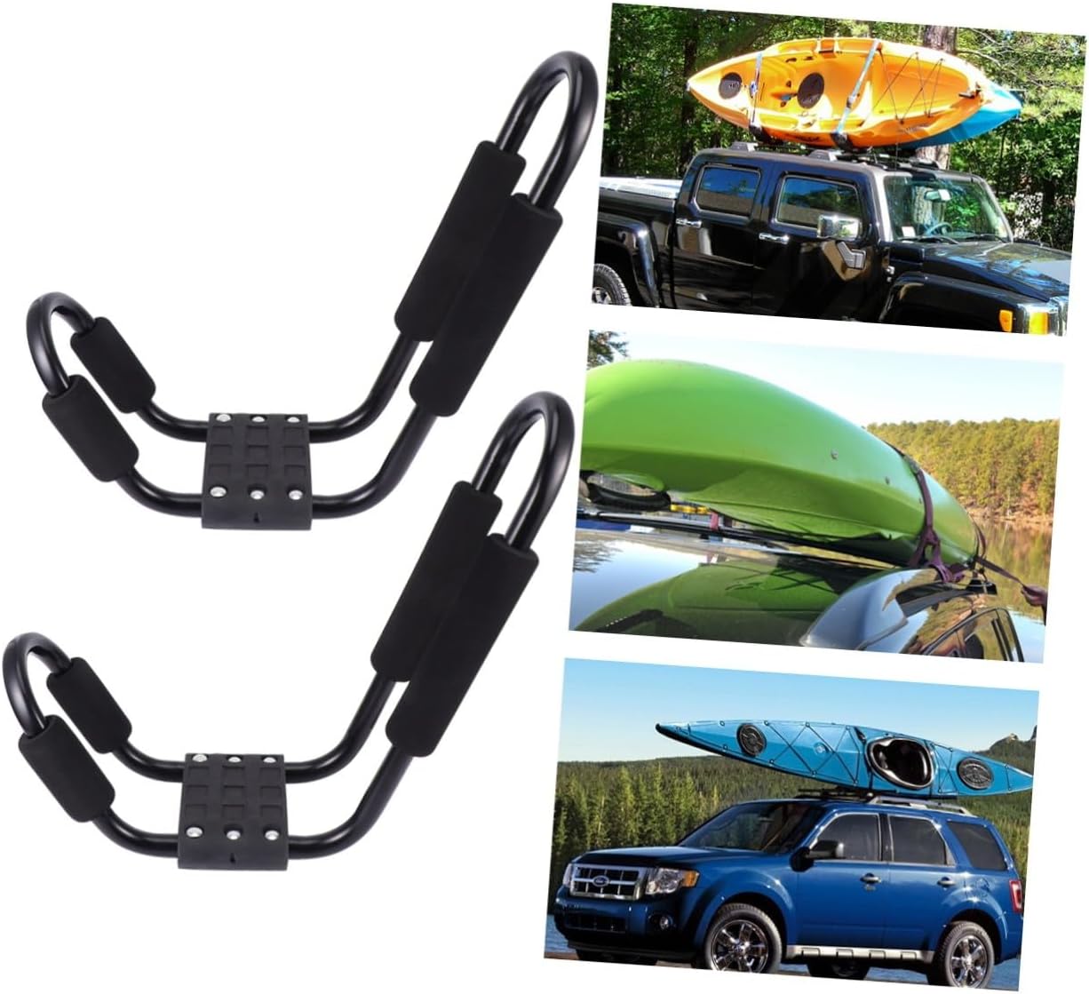 Wakauto Detachable Car Roof Rack 2pcs Kayak and Canoe Roof Frame Carrier Black for SUV Car Outdoor Water Sports Transport