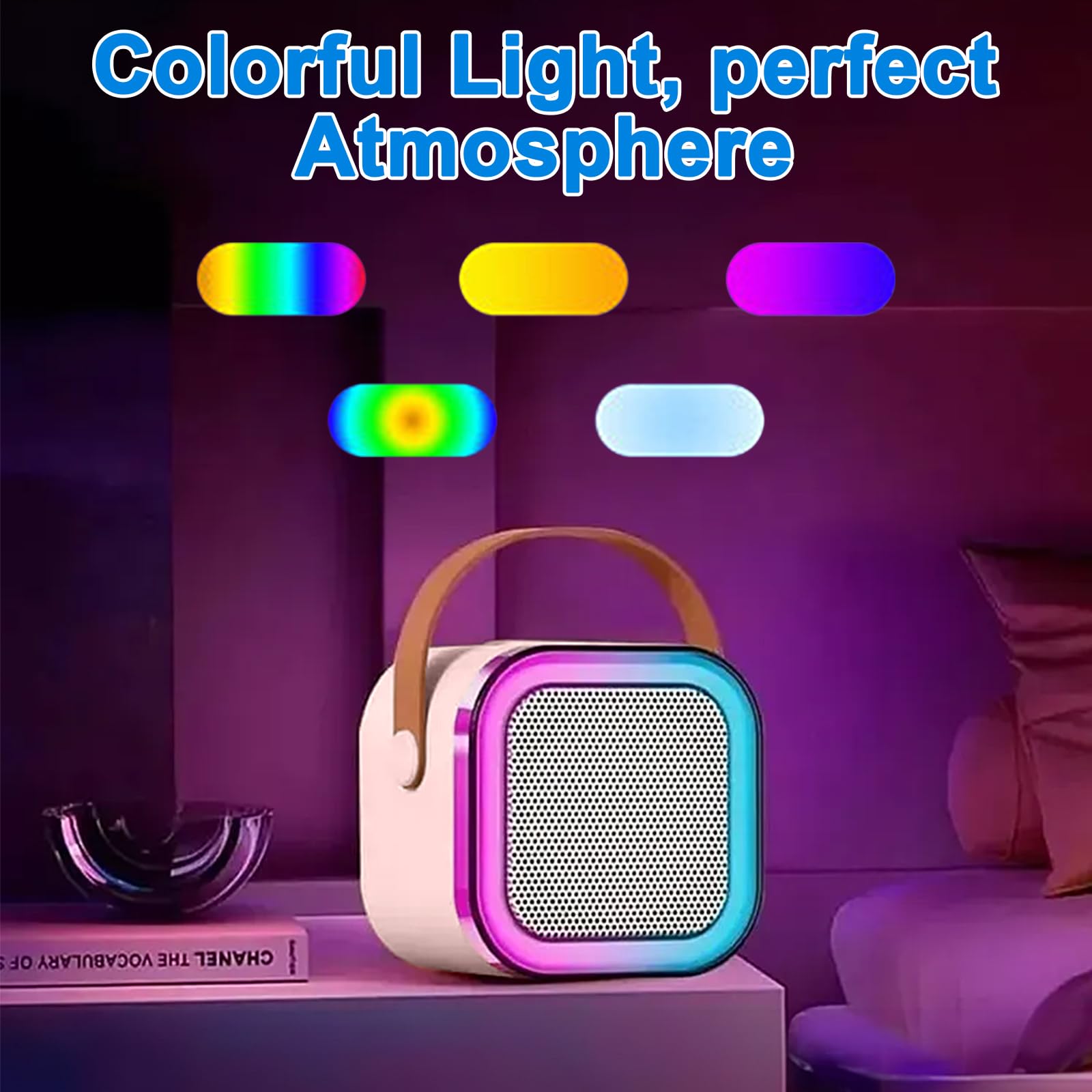 Micro Karaoke per bambini con 2 microfoni senza fili, Bluetooth Karaoke con Luce LED e Effetti di Cambio Voce, Portatile Microfono Macchina Karaoke Regalo per Ragazzi e Ragazze (Rosa)
