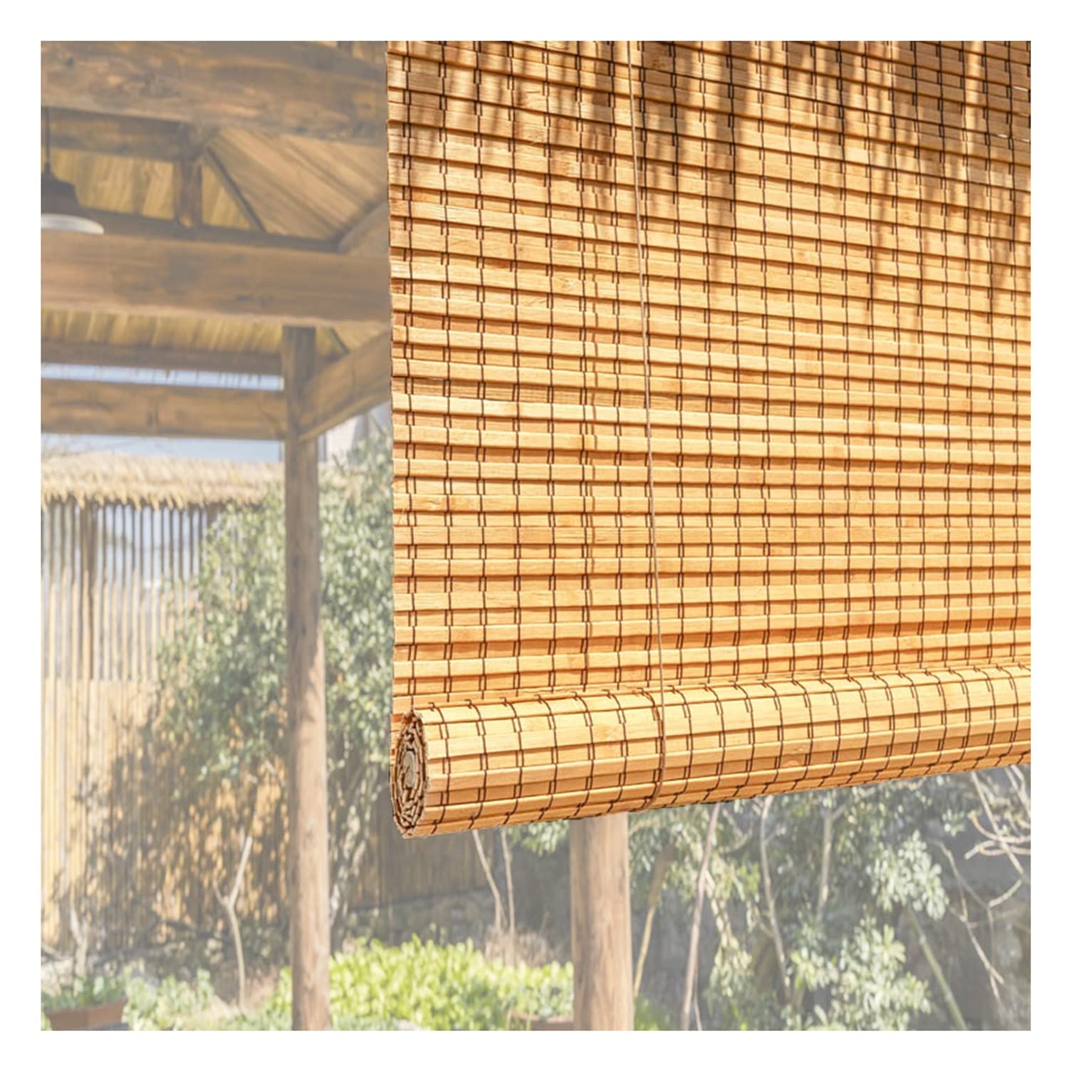 Rouleau en bambou extérieur en finition carbonisée pour une décoration de jardin élégante