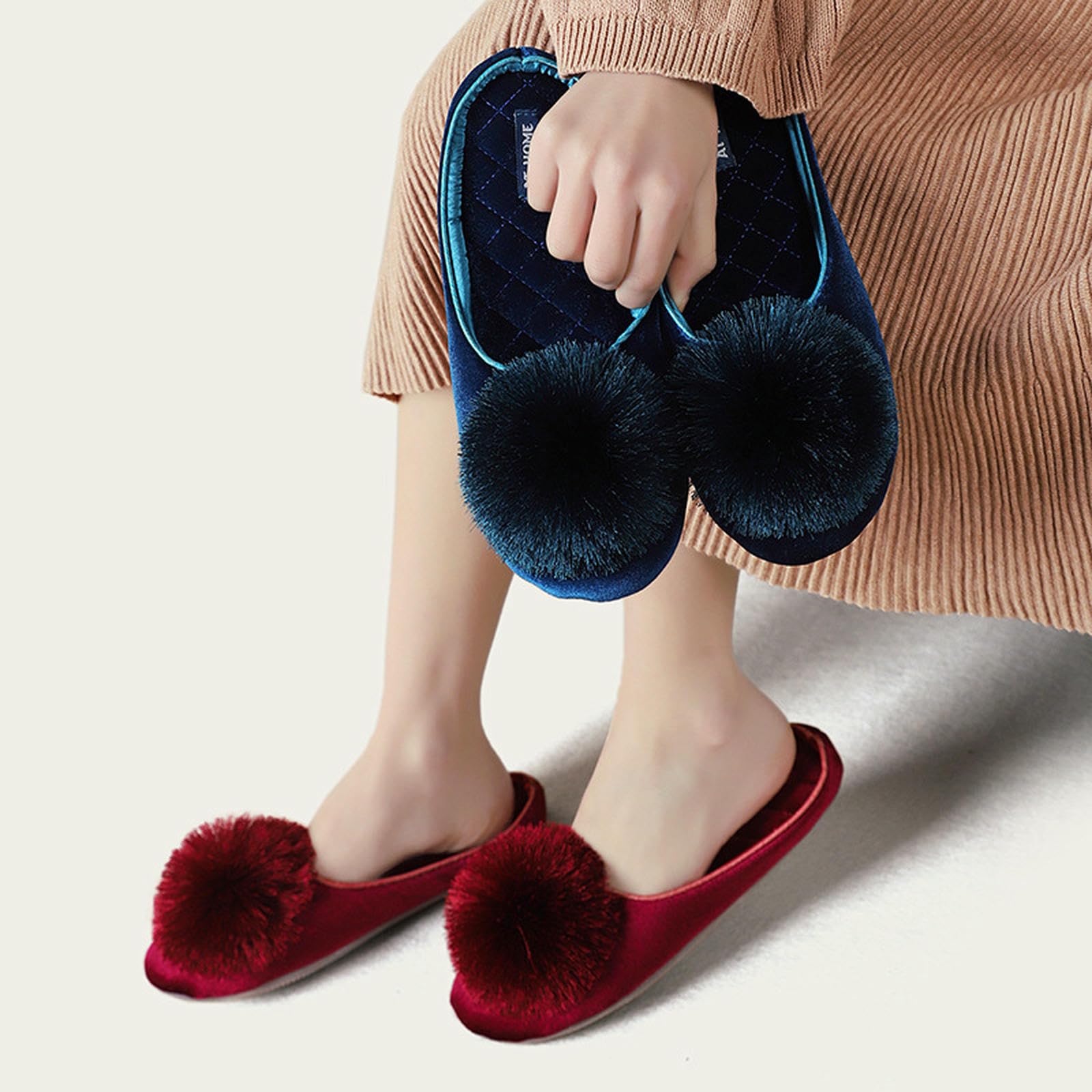 Pantofole Donna da in Legno Primaverili E Autunnali per Uso Interno Ed Esterno-rosso-35 36