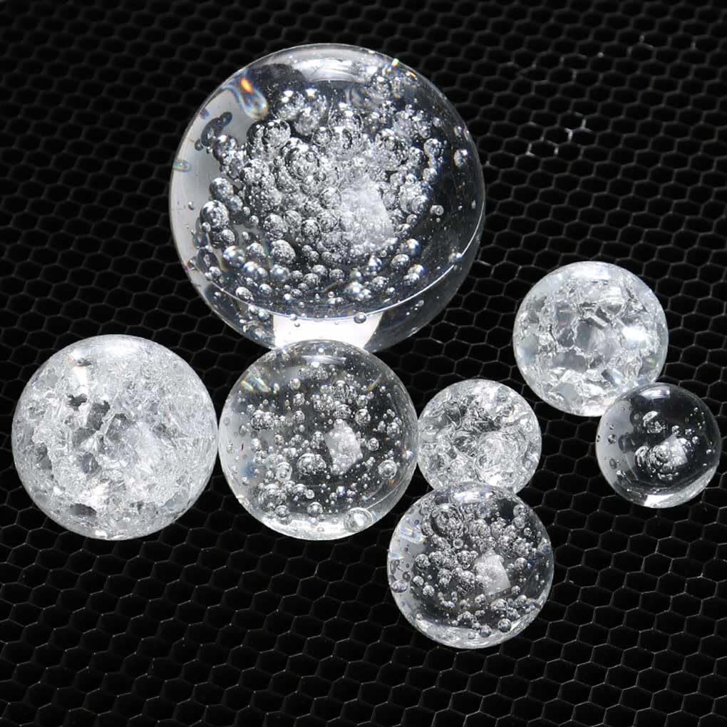Boule de cristal transparent craquelé pour décoration de fontaine à eau pour décoration d'aquarium, salon, photographie, fortune, 3 cm, boules à bulles