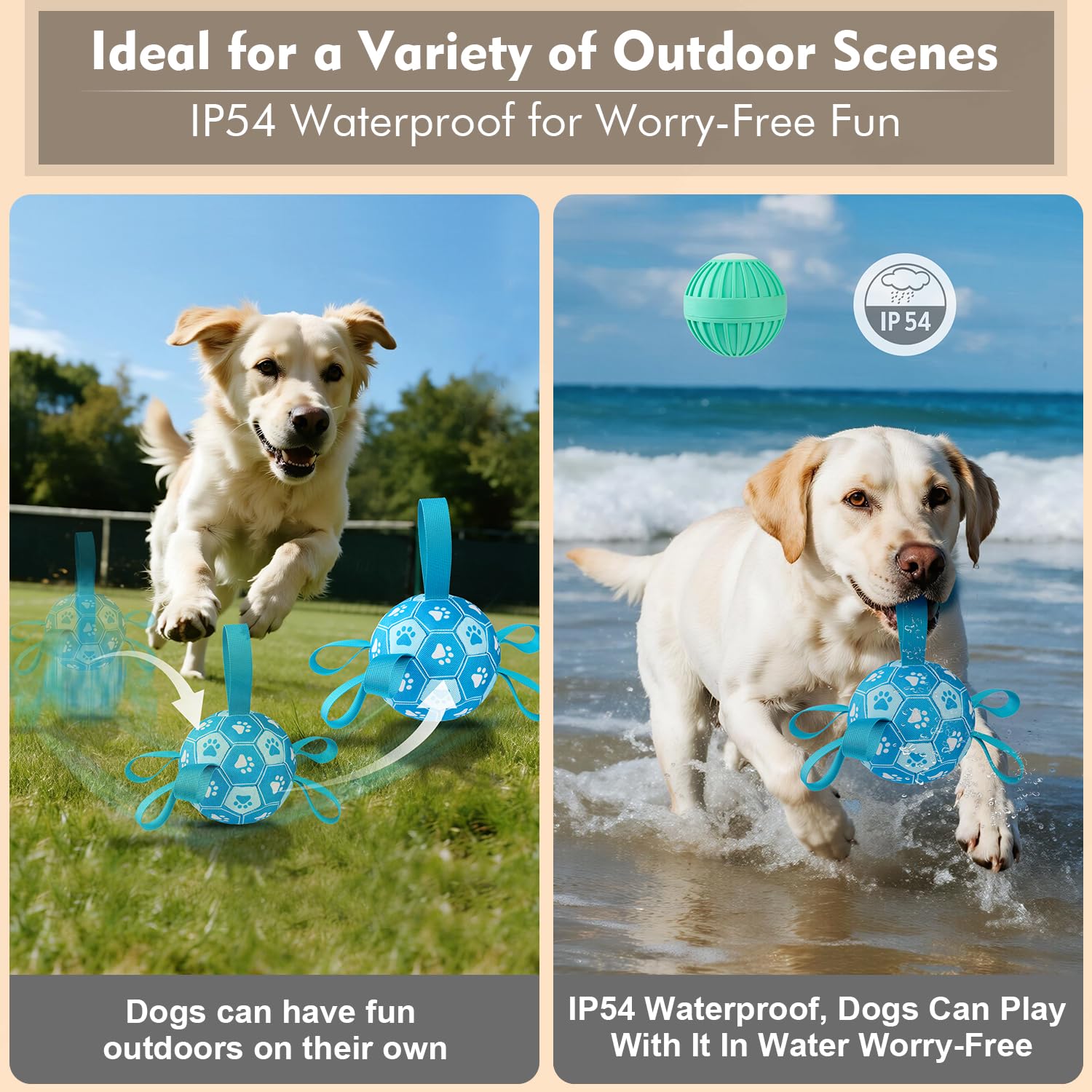 Qraxond Interactive Dog Toys Dog Soccer Ball to Keep Them Busy,Durable Automatic Moving Jumping Dog Balls with Straps for Small/Medium/Large Dogs, USB Rechargeable,Not for Aggressive Chewers (Blue) - 5